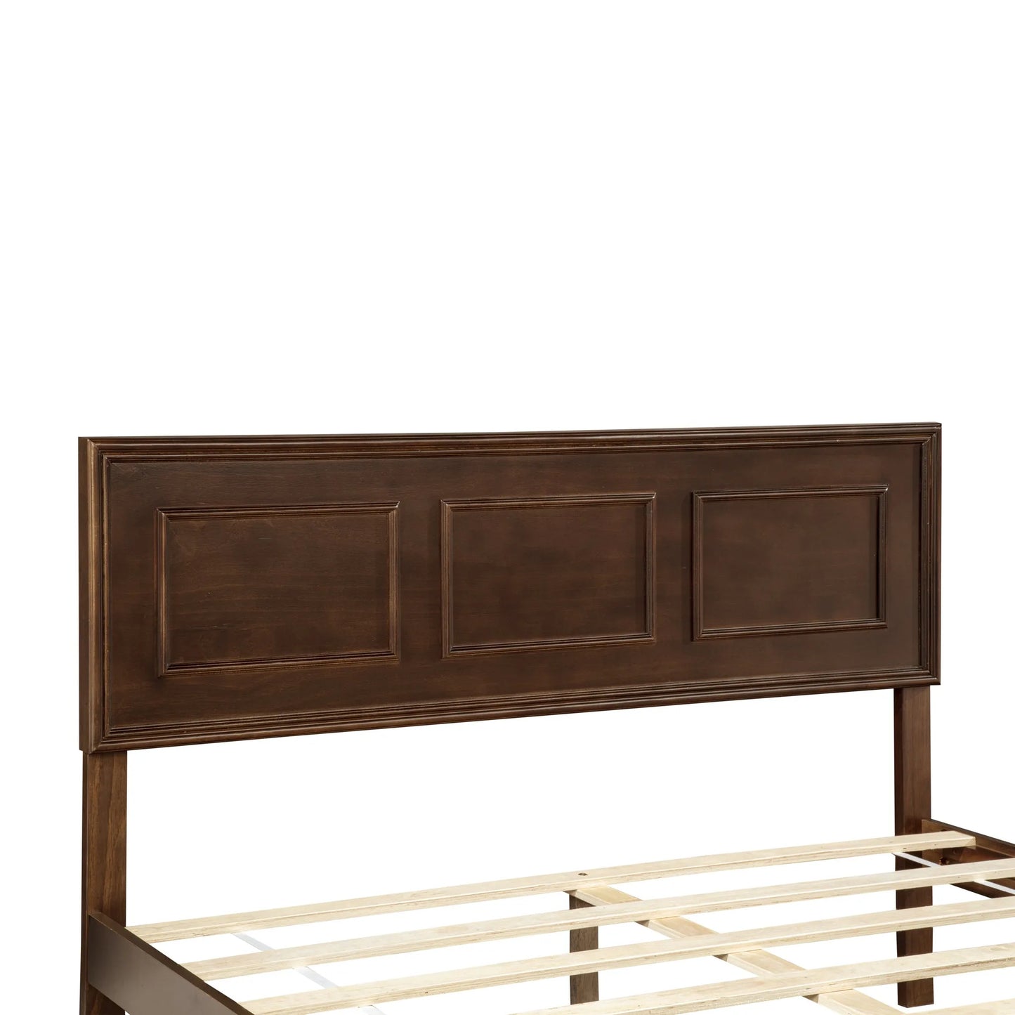 Queen Size Bed with Adjustable Height Headboard, Pine Wood Bed with Strengthened Bed Frame, White detail view 65