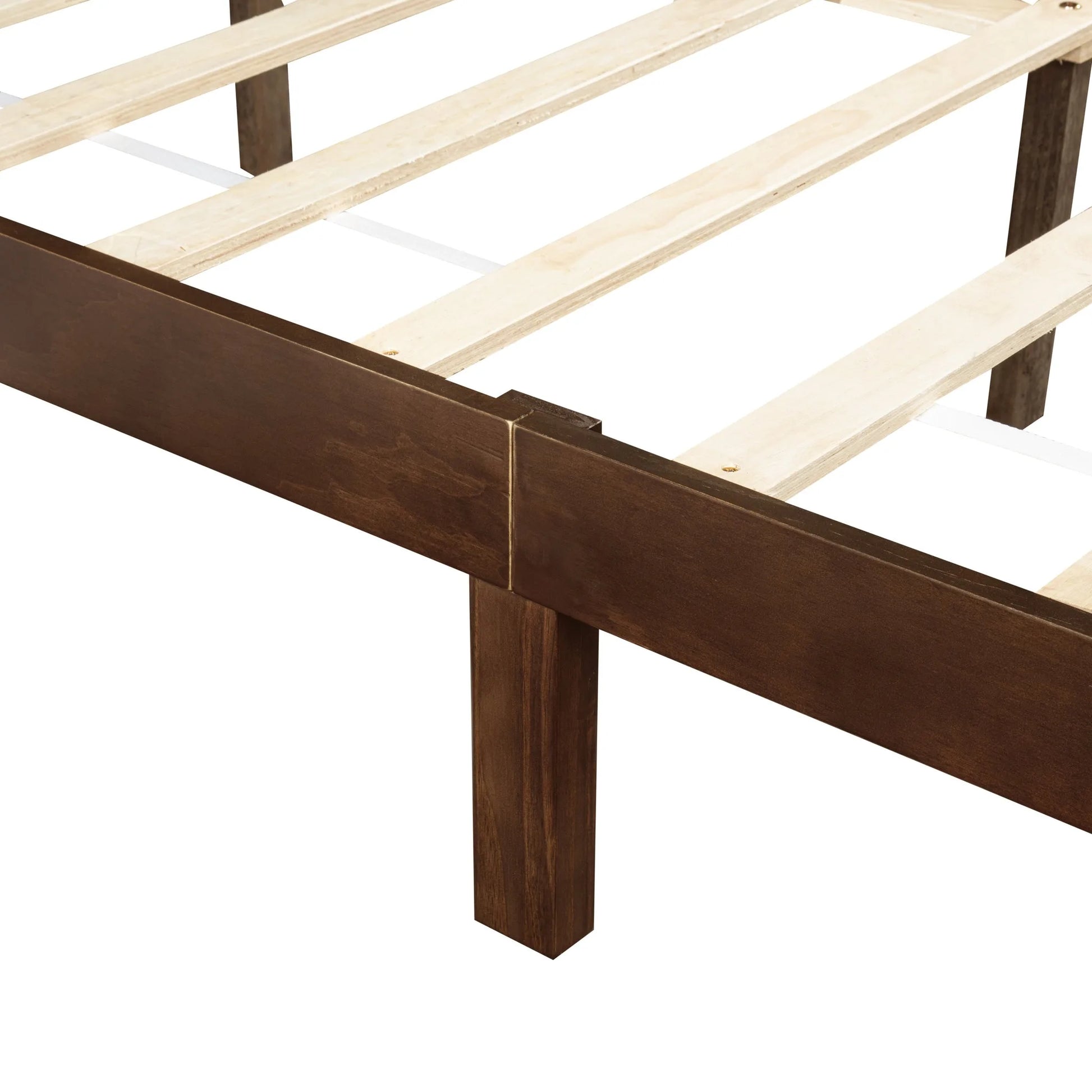 Queen Size Bed with Adjustable Height Headboard, Pine Wood Bed with Strengthened Bed Frame, White detail view 66