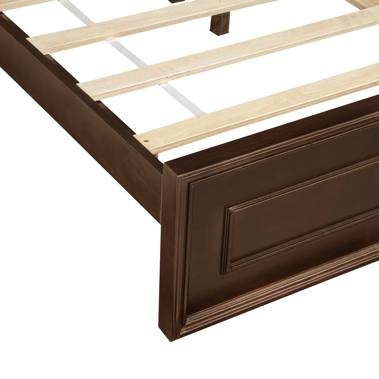 Queen Size Bed with Adjustable Height Headboard, Pine Wood Bed with Strengthened Bed Frame, White detail view 69