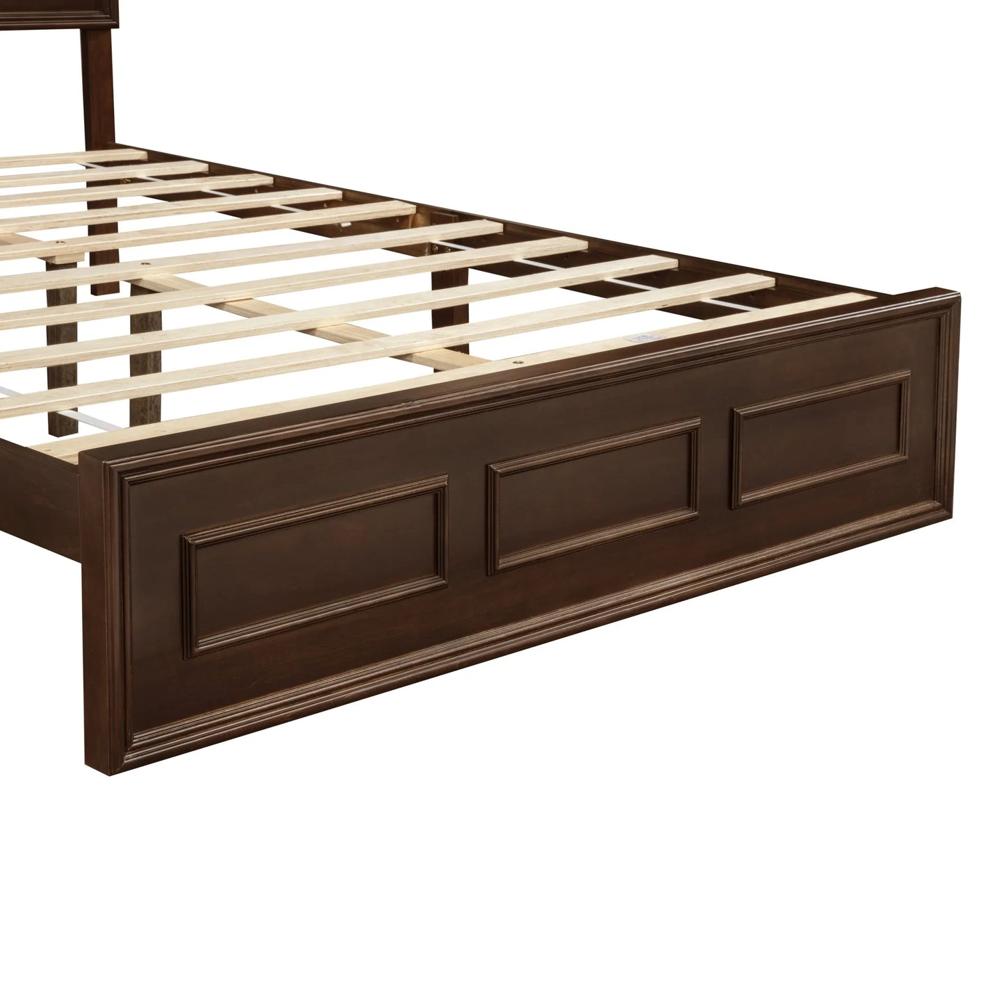 Queen Size Bed with Adjustable Height Headboard, Pine Wood Bed with Strengthened Bed Frame, White detail view 70