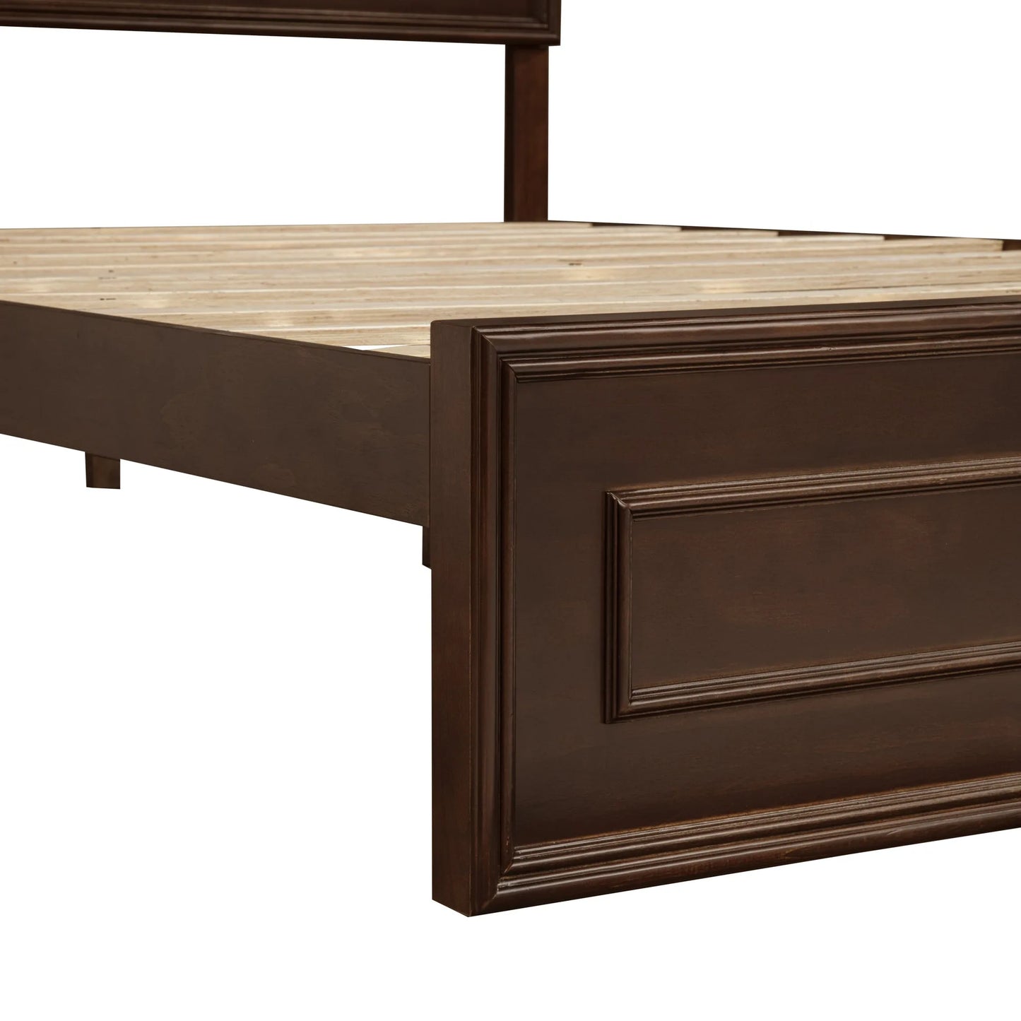 Queen Size Bed with Adjustable Height Headboard, Pine Wood Bed with Strengthened Bed Frame, White detail view 71