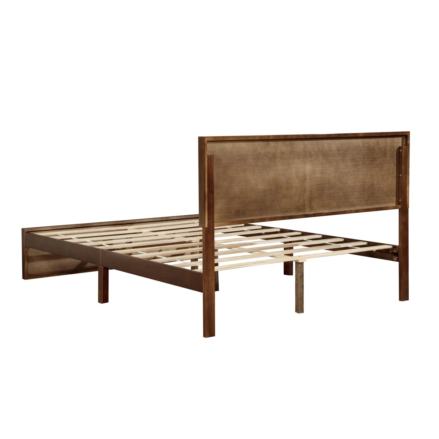 Queen Size Bed with Adjustable Height Headboard, Pine Wood Bed with Strengthened Bed Frame, White detail view 73
