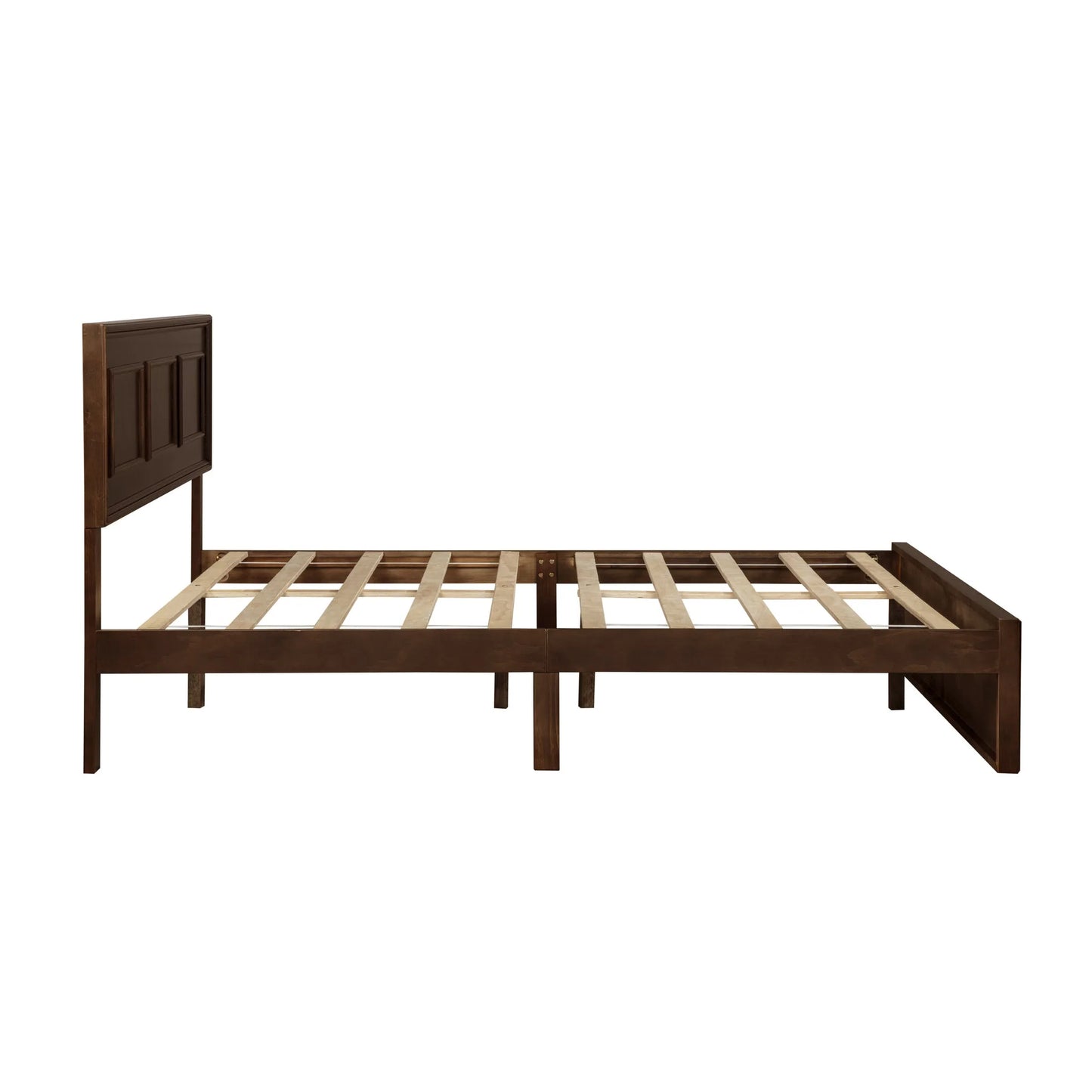 Queen Size Bed with Adjustable Height Headboard, Pine Wood Bed with Strengthened Bed Frame, White detail view 76