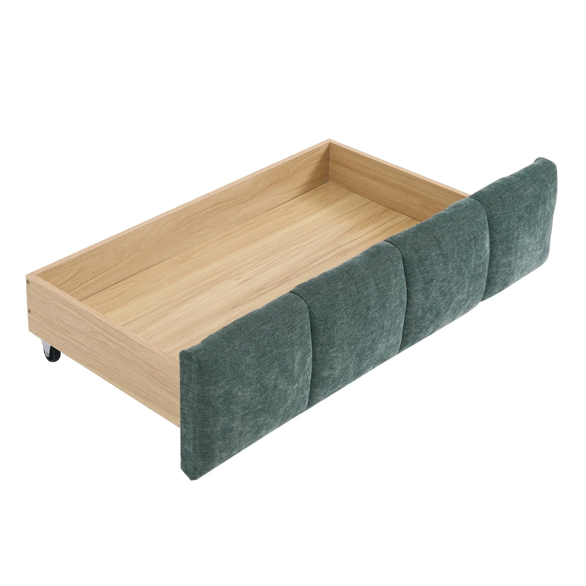California King size Upholstered Bed, comfortable upholstered bed frame, Chenille fabric, with headboard and solid bed frame. With drawer for storage.-Blue Green(90.5''*80.5''*31'') detail view 17