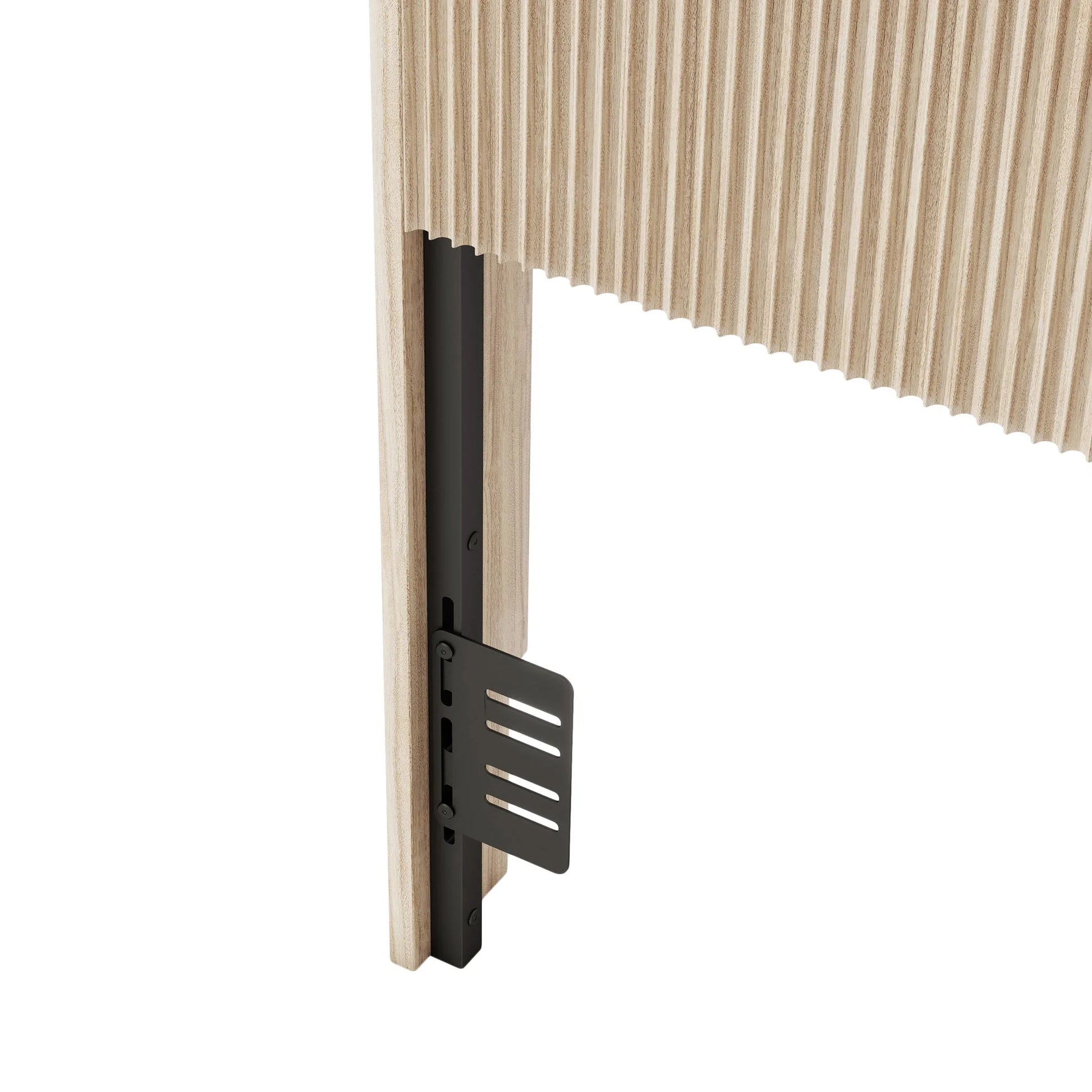 Fluted Wood Headboard with Charging Storage and Adjustable Metal Supports, Golden Oak, Queen detail view 6
