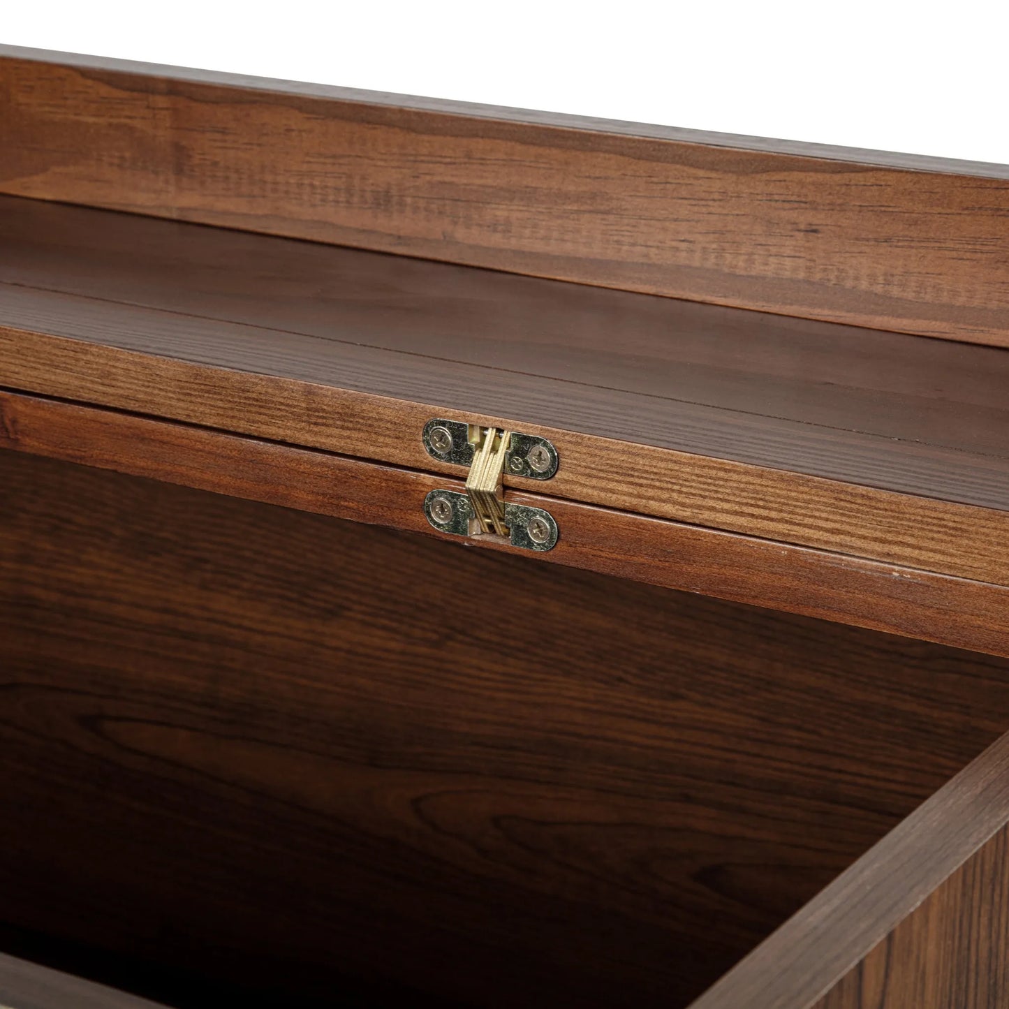 Queen Size Murphy Bed, Pine Wood Cabinet Bed with Power Station and Rattan Decoration Panel, Walnut detail view 30
