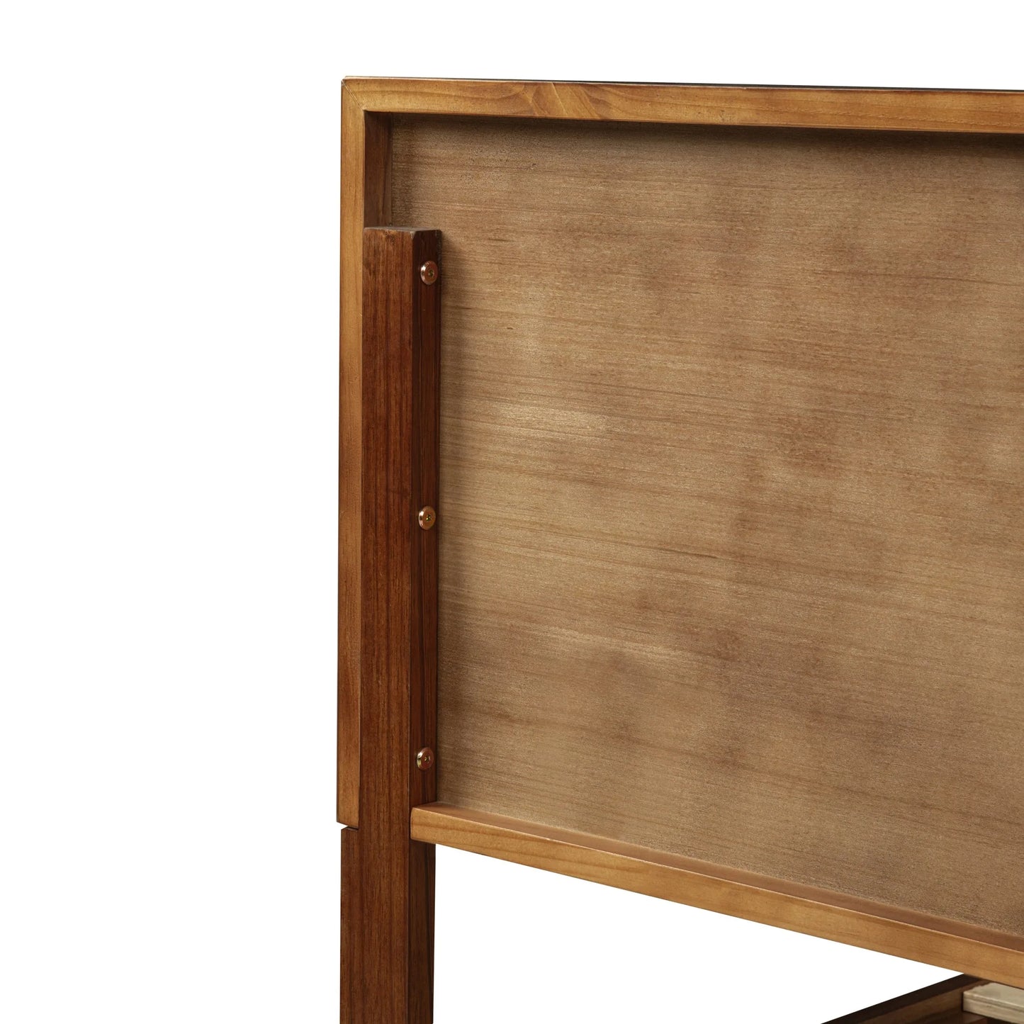 Full Size Bed with Adjustable Height Headboard, Pine Wood Bed with Strengthened Bed Frame, Walnut detail view 20