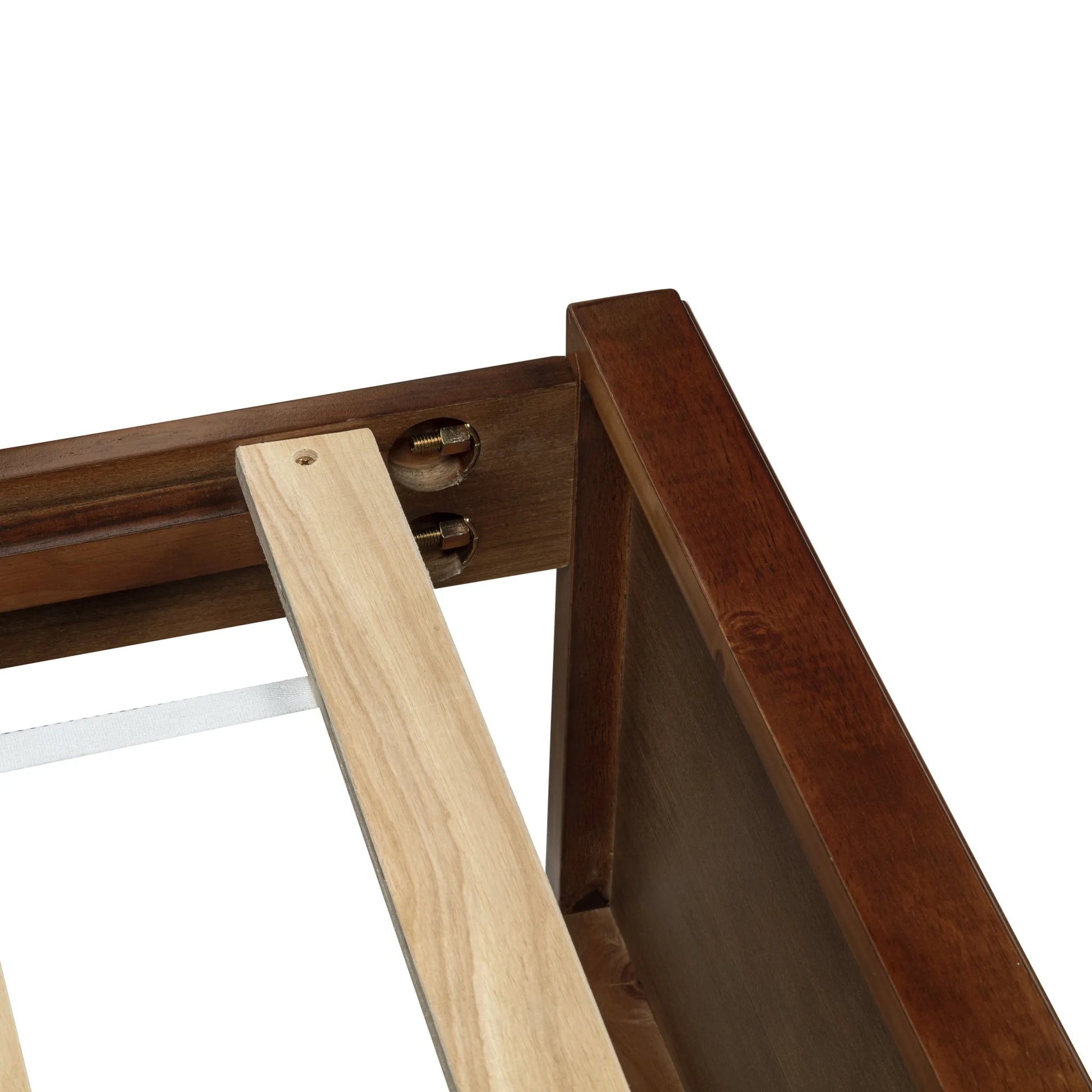 Full Size Bed with Adjustable Height Headboard, Pine Wood Bed with Strengthened Bed Frame, Walnut detail view 21