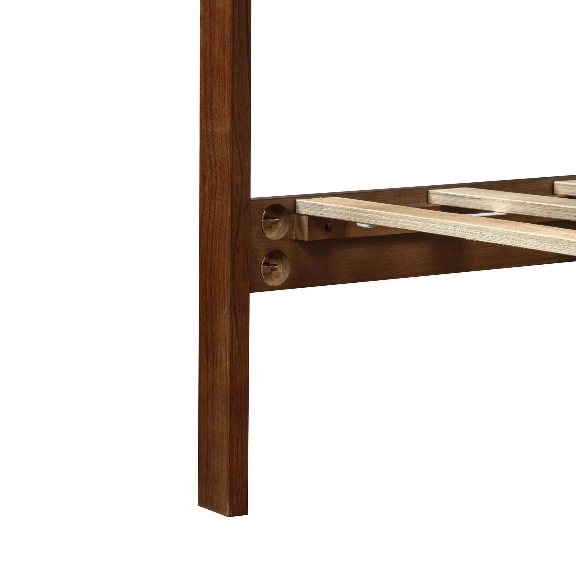 Full Size Bed with Adjustable Height Headboard, Pine Wood Bed with Strengthened Bed Frame, Walnut detail view 22