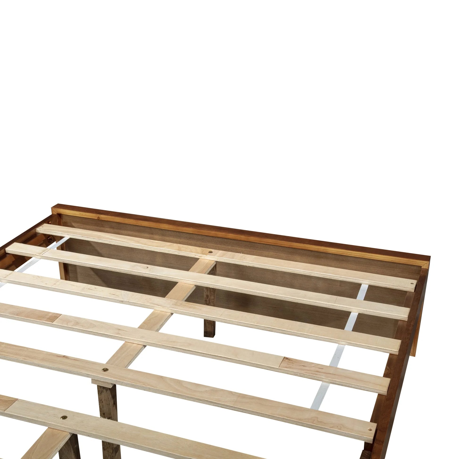 Full Size Bed with Adjustable Height Headboard, Pine Wood Bed with Strengthened Bed Frame, Walnut detail view 23