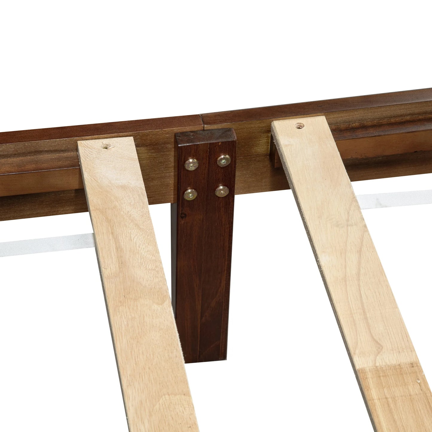 Full Size Bed with Adjustable Height Headboard, Pine Wood Bed with Strengthened Bed Frame, Walnut detail view 26