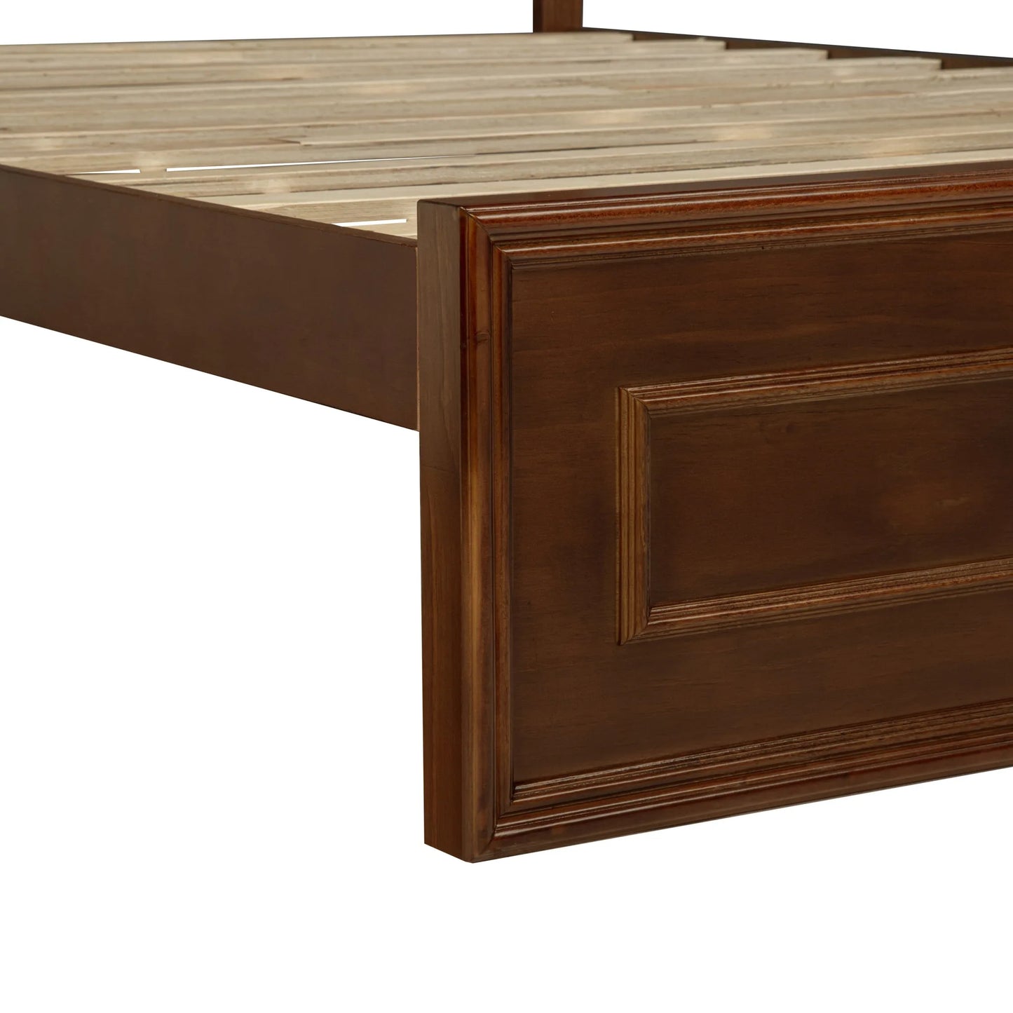 Full Size Bed with Adjustable Height Headboard, Pine Wood Bed with Strengthened Bed Frame, Walnut detail view 27