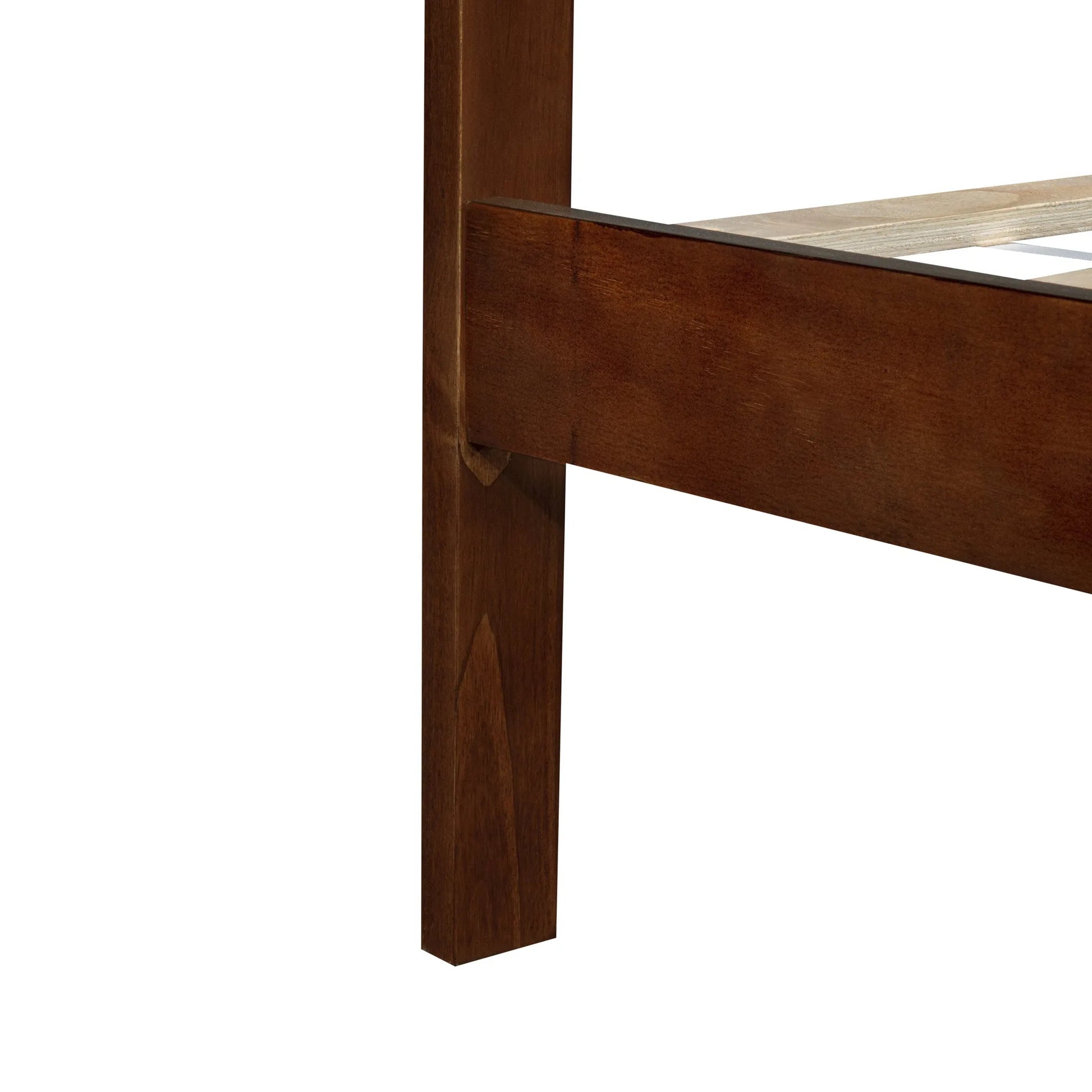 Full Size Bed with Adjustable Height Headboard, Pine Wood Bed with Strengthened Bed Frame, Walnut detail view 31
