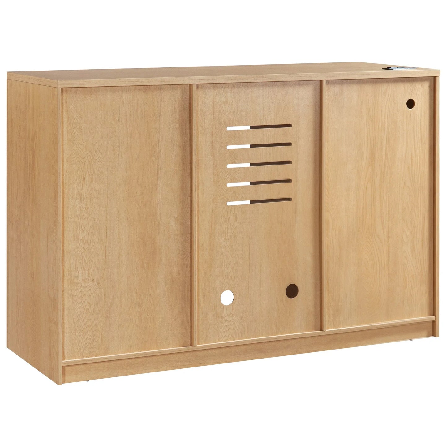 K&K 59' Coffee Bar Cabinet with Fridge Space & Tilt-Out Trash Cabinet, Mini Fridge Wine Cabinet with Storage/Charging Station, Fluted Buffet Sideboard with Glass Holder for Dining Room, Natural Oak detail view 27