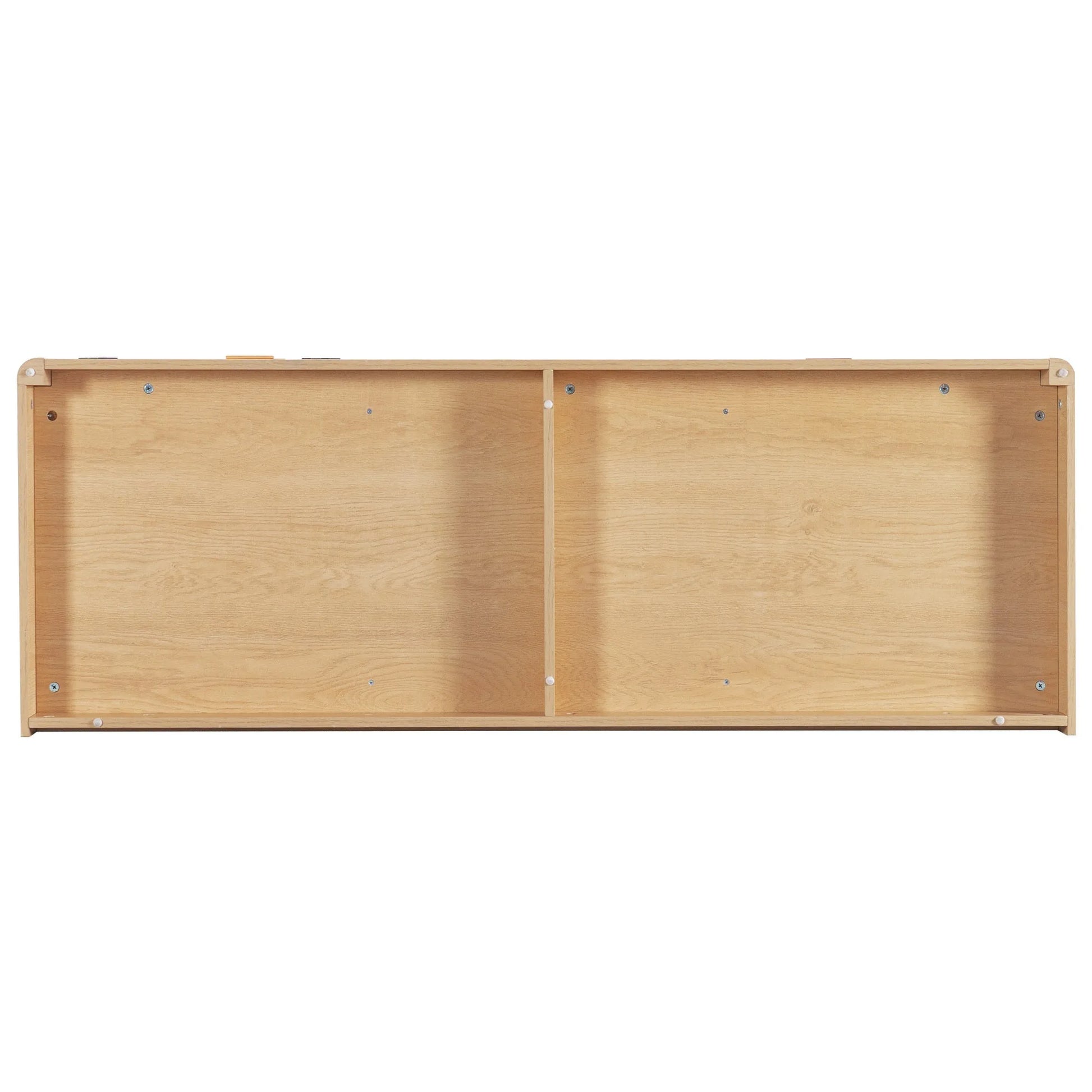 K&K 59' Coffee Bar Cabinet with Fridge Space & Tilt-Out Trash Cabinet, Mini Fridge Wine Cabinet with Storage/Charging Station, Fluted Buffet Sideboard with Glass Holder for Dining Room, Natural Oak detail view 56