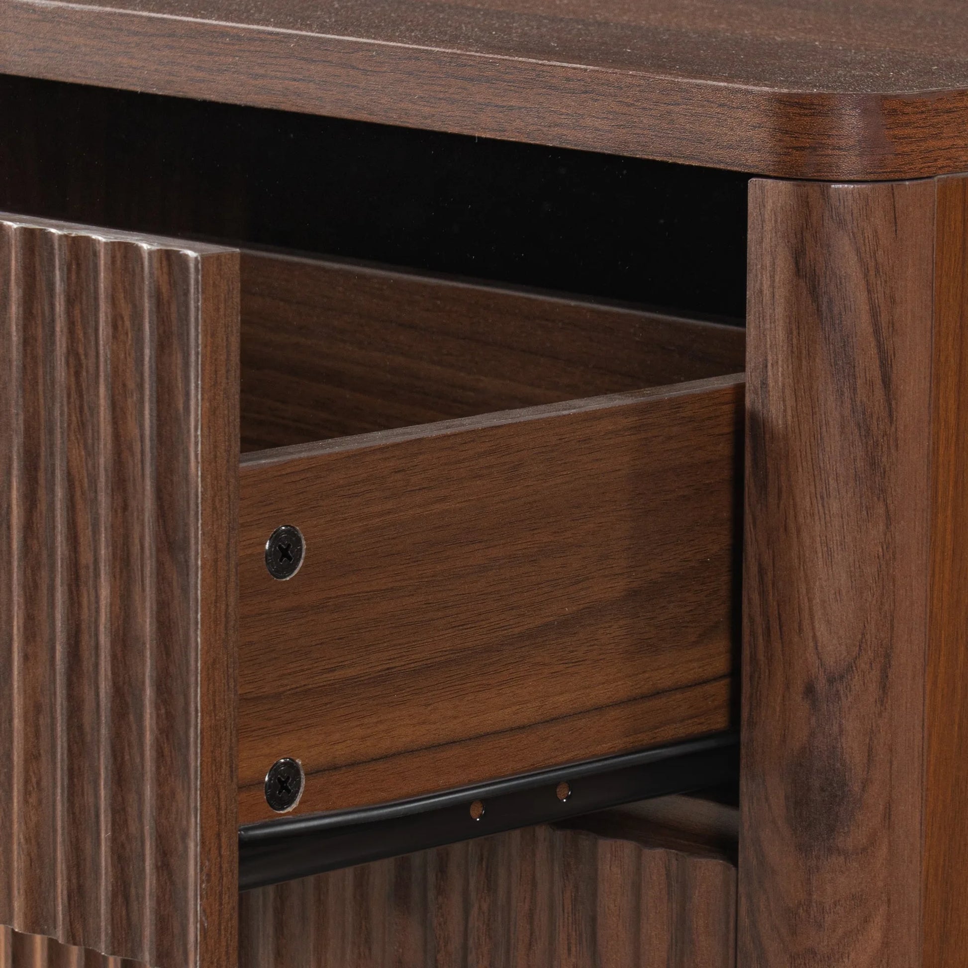 K&K 59' Coffee Bar Cabinet with Fridge Space & Tilt-Out Trash Cabinet, Mini Fridge Wine Cabinet with Storage/Charging Station, Fluted Buffet Sideboard with Glass Holder for Dining Room, Natural Oak detail view 101