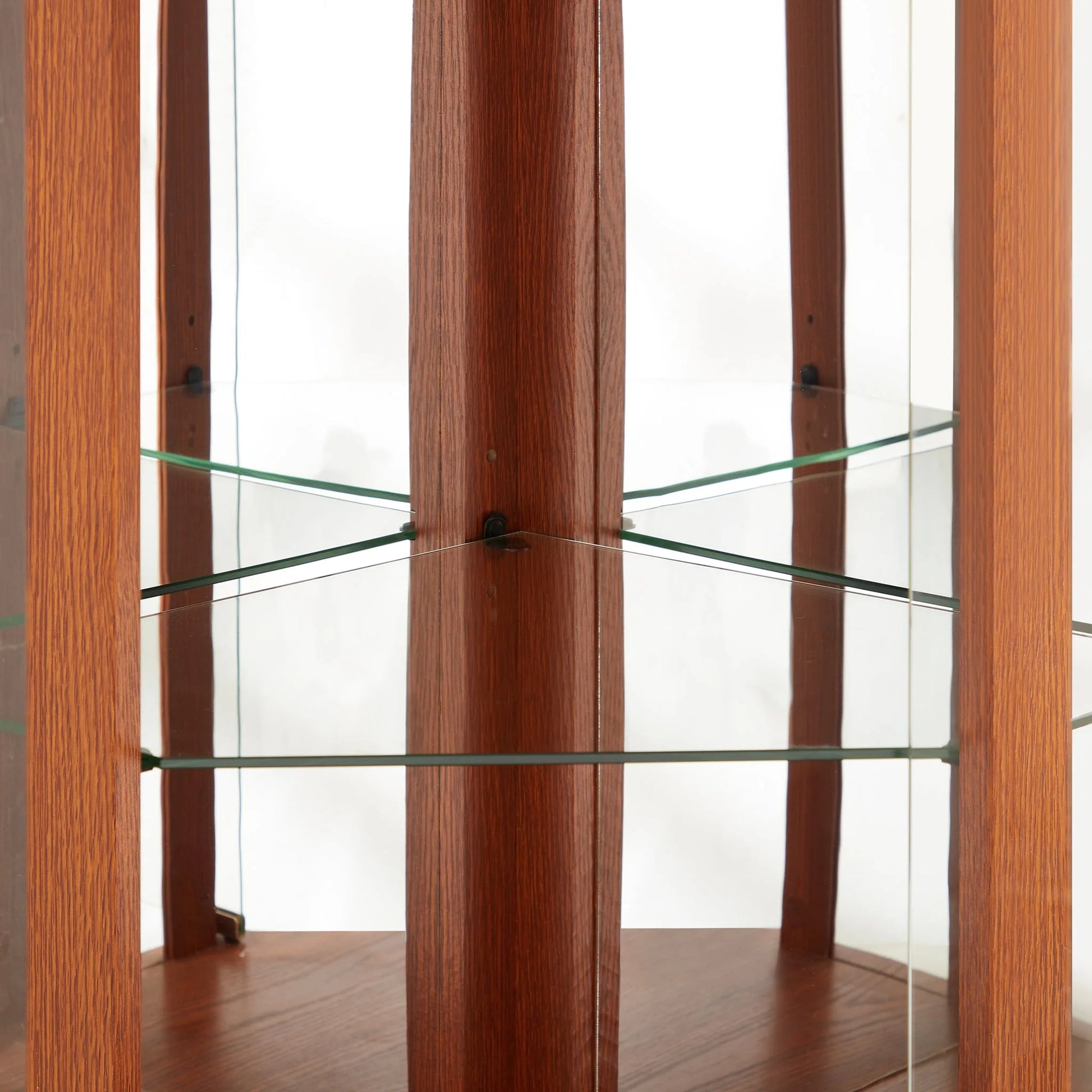 Corner Lighted Curio Cabinet Corner Glass Cabinet Lighted Curio Cabinet Corner Display Case for Living Room, Curio Cabinet, Antique collection, Wine, Bar Glass Storage Light Included, Dark oak detail view 3