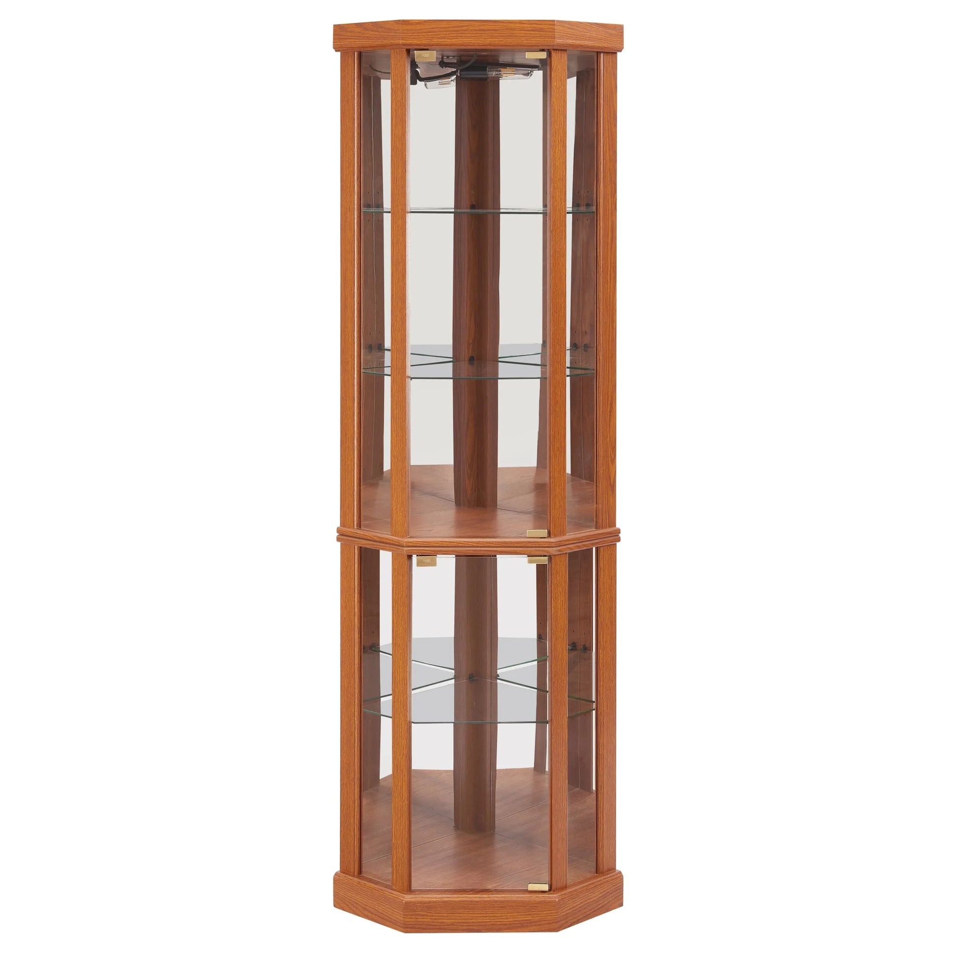 Corner Lighted Curio Cabinet Corner Glass Cabinet Lighted Curio Cabinet Corner Display Case for Living Room, Curio Cabinet, Antique collection, Wine, Bar Glass Storage Light Included, Dark oak detail view 18