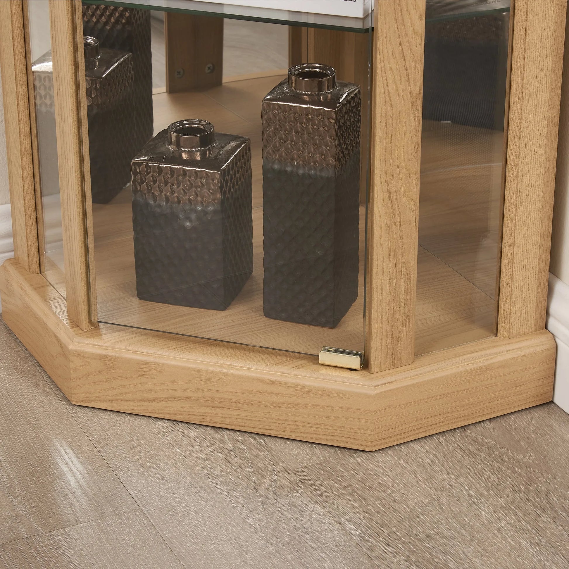 Corner Lighted Curio Cabinet Corner Glass Cabinet Lighted Curio Cabinet Corner Display Case for Living Room, Curio Cabinet, Antique collection, Wine, Bar Glass Storage Light Included, Dark oak detail view 25