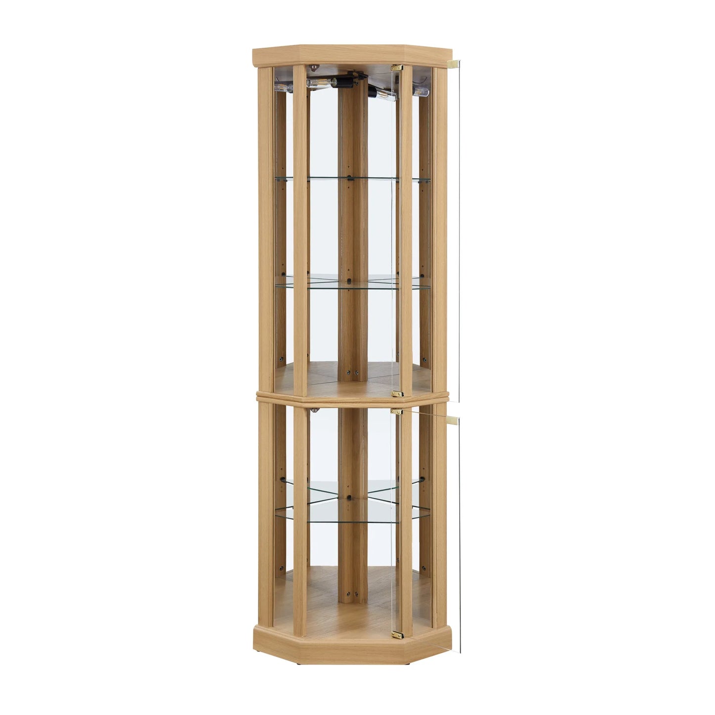 Corner Lighted Curio Cabinet Corner Glass Cabinet Lighted Curio Cabinet Corner Display Case for Living Room, Curio Cabinet, Antique collection, Wine, Bar Glass Storage Light Included, Dark oak detail view 31