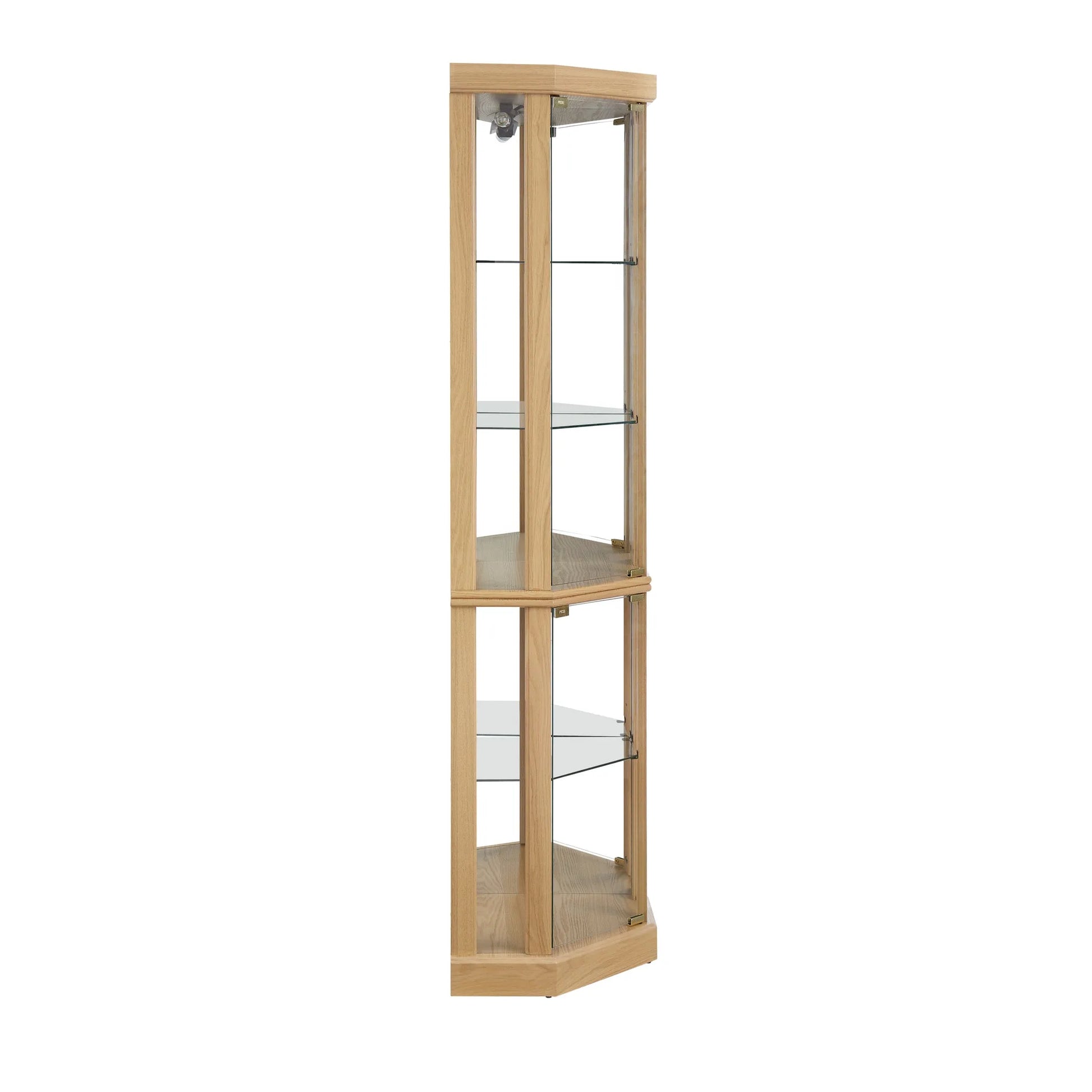 Corner Lighted Curio Cabinet Corner Glass Cabinet Lighted Curio Cabinet Corner Display Case for Living Room, Curio Cabinet, Antique collection, Wine, Bar Glass Storage Light Included, Dark oak detail view 32
