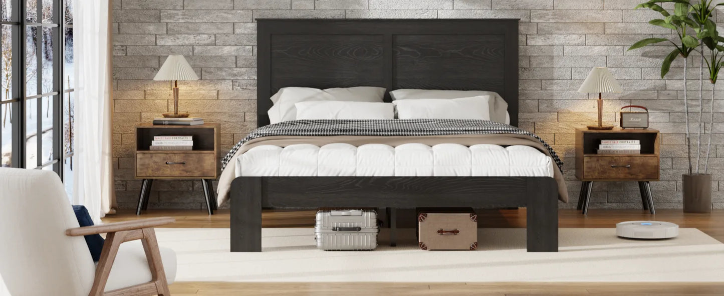 Bed Frame Full Size, Wood Platform Bed Frame, Noise Free, No Box Spring Needed and Easy Assembly Tool, Large Under Bed Storage, Dark Black detail view 6