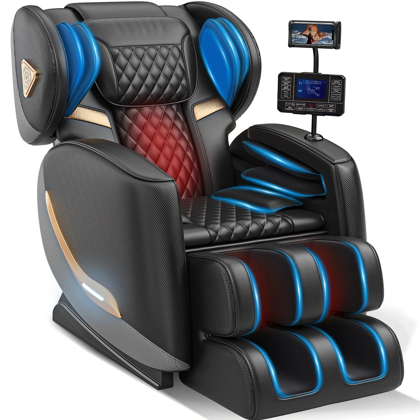 Massage Chair Full Body and Recliner, Zero Gravity Massage Chairs, 10 Fix Rollers, Airbags, Heating, Foot Massage, Auto Modes, Bluetooth Speaker and Touch Control Screen for Home and Office detail view 3
