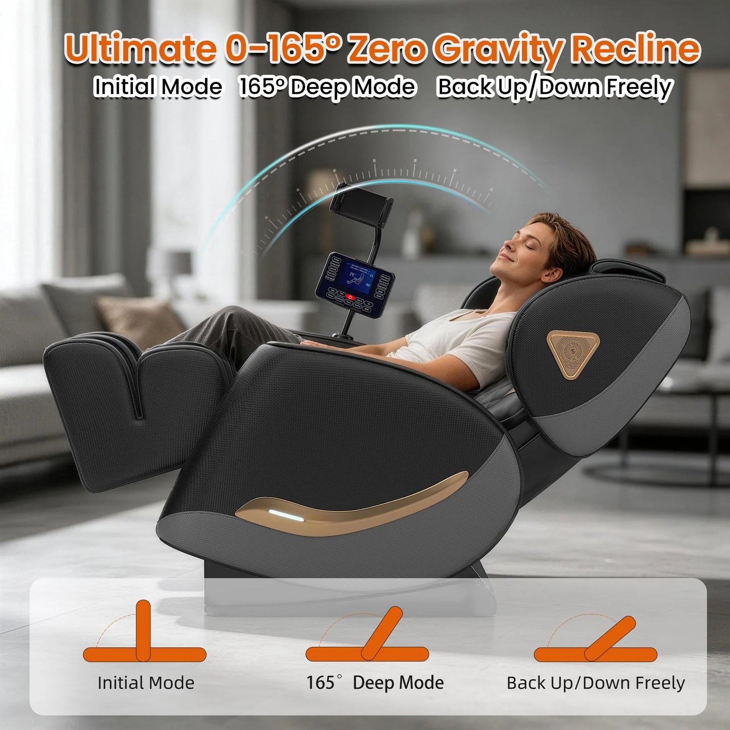 Massage Chair Full Body and Recliner, Zero Gravity Massage Chairs, 10 Fix Rollers, Airbags, Heating, Foot Massage, Auto Modes, Bluetooth Speaker and Touch Control Screen for Home and Office detail view 6