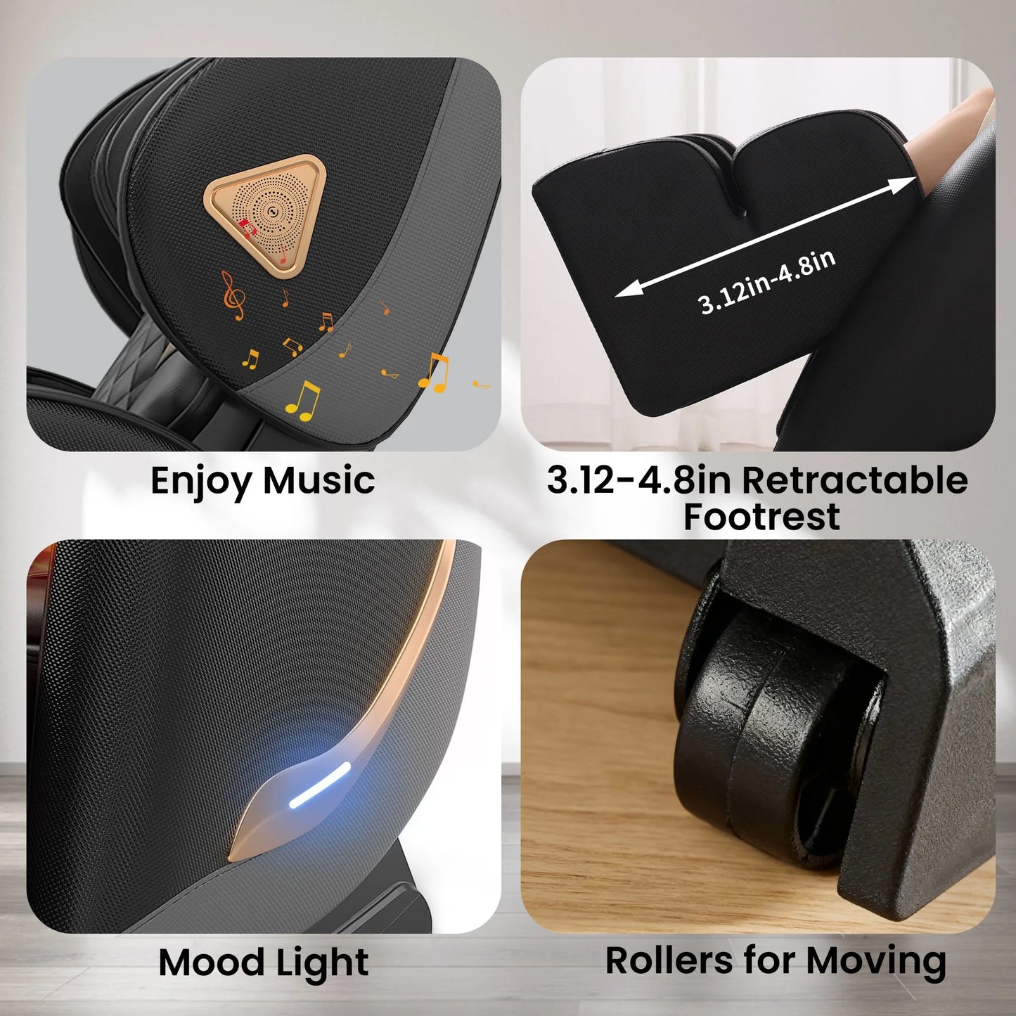 Massage Chair Full Body and Recliner, Zero Gravity Massage Chairs, 10 Fix Rollers, Airbags, Heating, Foot Massage, Auto Modes, Bluetooth Speaker and Touch Control Screen for Home and Office detail view 8