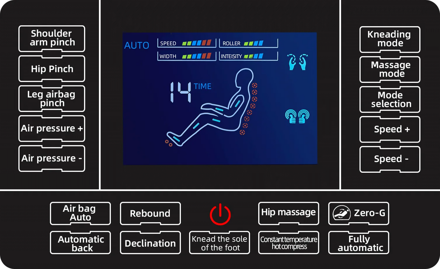 Massage Chair Full Body and Recliner, Zero Gravity Massage Chairs, 10 Fix Rollers, Airbags, Heating, Foot Massage, Auto Modes, Bluetooth Speaker and Touch Control Screen for Home and Office detail view 9