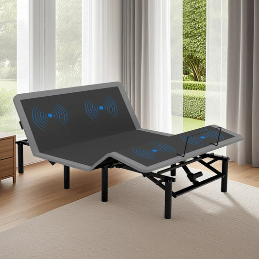 Adjustable Bed Frame with Massage Head & Foot Incline Queen Size Wireless Remote, two types of USB ports: Type-A and Type-C, LED Night Light, 4 Height-Adjustable Legs Easy assembly lifestyle view