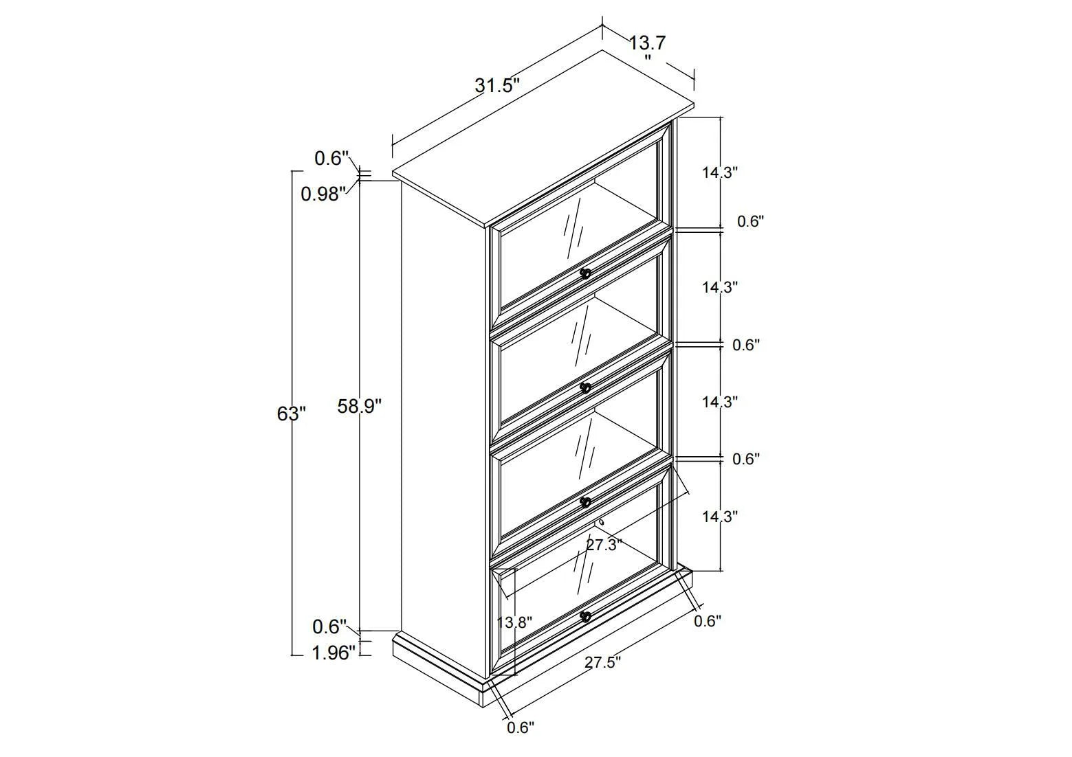 Glass display cabinet 4 Tier Glass Display Cabinet Storage Curio Cabinet with Flip up Glass Doors, Collectors Showcase Toy Figure Organizers Rack, Bookcase for Living Room BRO detail view 16