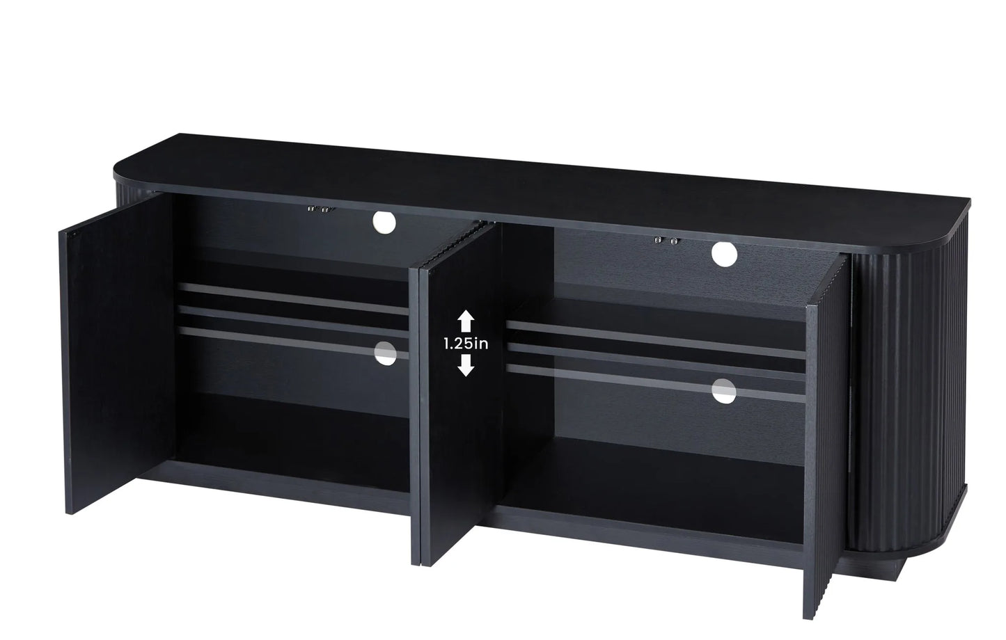 Sideboard Storage Cabinet TV Stand with wave pattern Buffet Cabinet Wooden Vertical Striped Cabinet for Kitchen/Bedroom/Entryway. Black, 64''W x 15''D x 24''H detail view 8