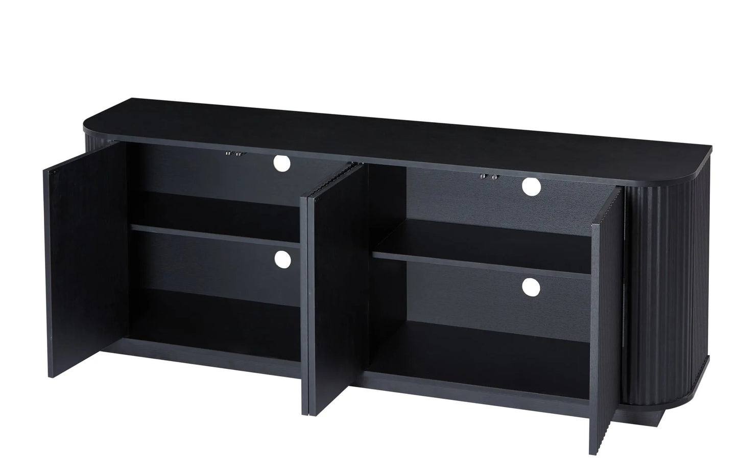 Sideboard Storage Cabinet TV Stand with wave pattern Buffet Cabinet Wooden Vertical Striped Cabinet for Kitchen/Bedroom/Entryway. Black, 64''W x 15''D x 24''H detail view 9