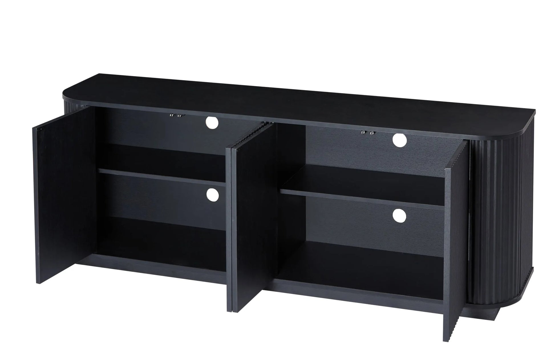 Sideboard Storage Cabinet TV Stand with wave pattern Buffet Cabinet Wooden Vertical Striped Cabinet for Kitchen/Bedroom/Entryway. Black, 64''W x 15''D x 24''H detail view 9