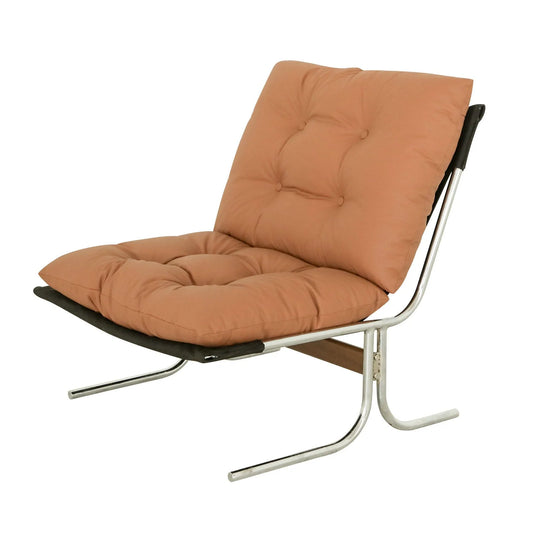 Leather Armchair, Modern Accent Chair High Back, Living Room Chairs with Metal Legs and Soft Padded, Sofa Chairs for Home Office, Bedroom, Dining Room (Brown-1pc) detail view 2
