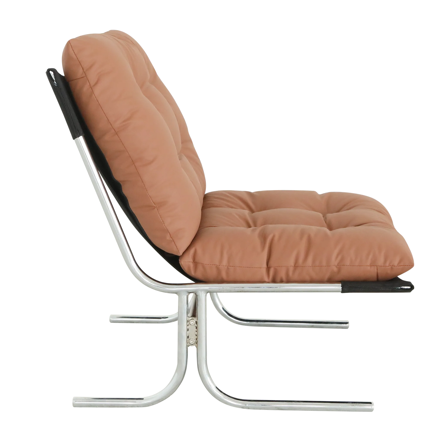 Leather Armchair, Modern Accent Chair High Back, Living Room Chairs with Metal Legs and Soft Padded, Sofa Chairs for Home Office, Bedroom, Dining Room (Brown-1pc) detail view 3