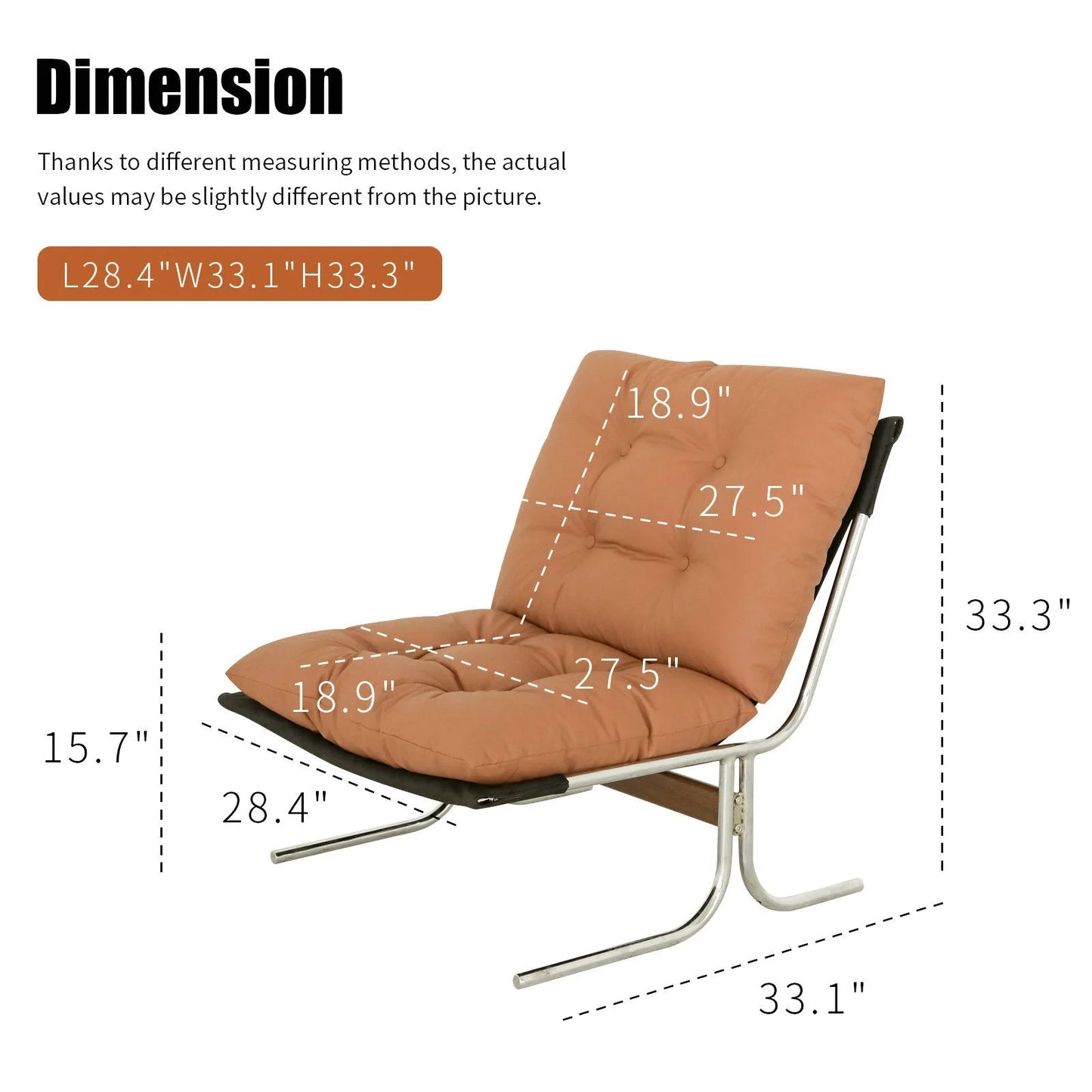 Leather Armchair, Modern Accent Chair High Back, Living Room Chairs with Metal Legs and Soft Padded, Sofa Chairs for Home Office, Bedroom, Dining Room (Brown-1pc) detail view 6