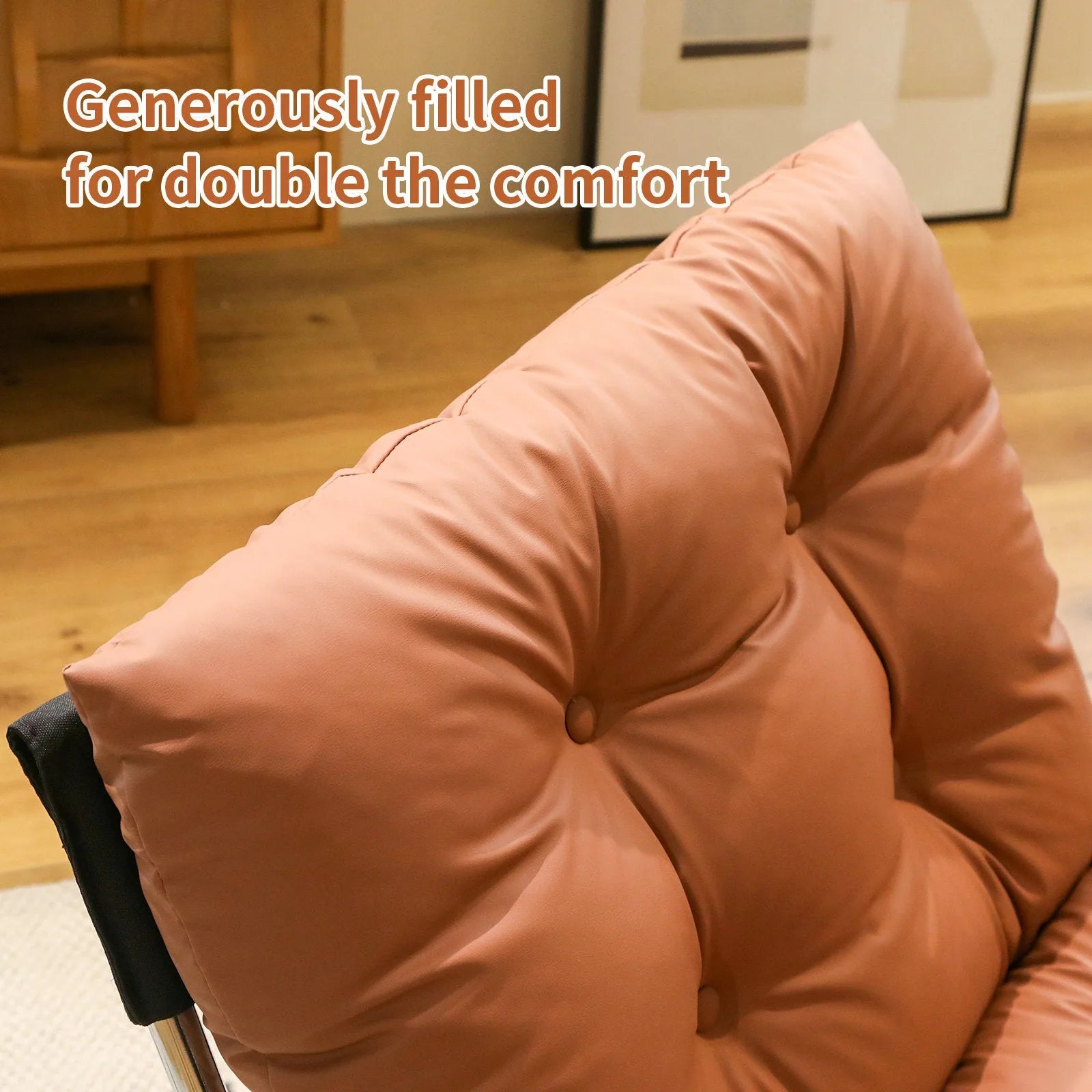 Leather Armchair, Modern Accent Chair High Back, Living Room Chairs with Metal Legs and Soft Padded, Sofa Chairs for Home Office, Bedroom, Dining Room (Brown-1pc) detail view 12