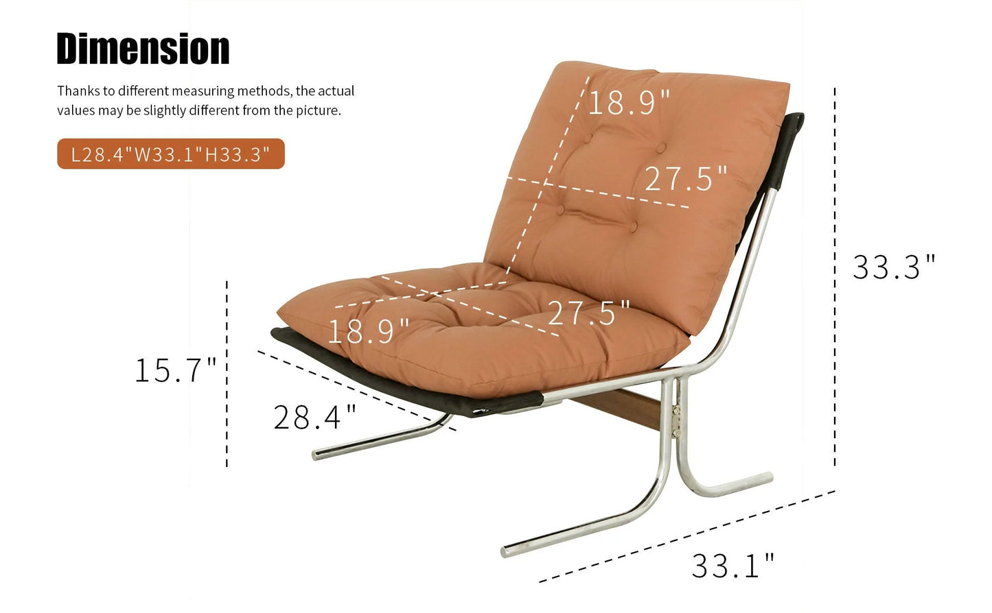 Leather Armchair, Modern Accent Chair High Back, Living Room Chairs with Metal Legs and Soft Padded, Sofa Chairs for Home Office, Bedroom, Dining Room (Brown-1pc) detail view 16