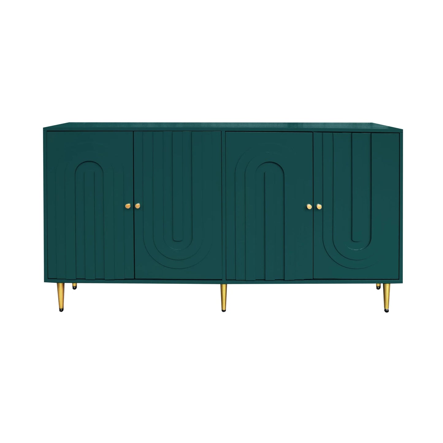 Modern Green Lacquered 4 Door Wooden Cabinet Sideboard Buffet Server Cabinet Storage Cabinet, for Living Room, Entryway, Hallway, Office, Kitchen and Dining Room detail view 6