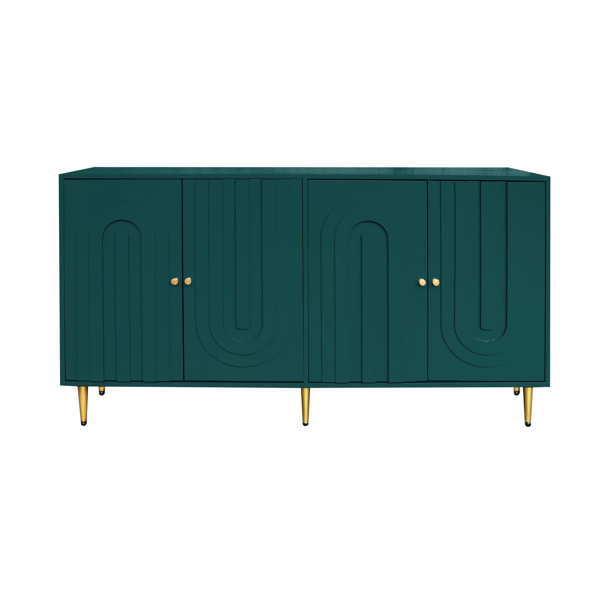 Modern Green Lacquered 4 Door Wooden Cabinet Sideboard Buffet Server Cabinet Storage Cabinet, for Living Room, Entryway, Hallway, Office, Kitchen and Dining Room detail view 6