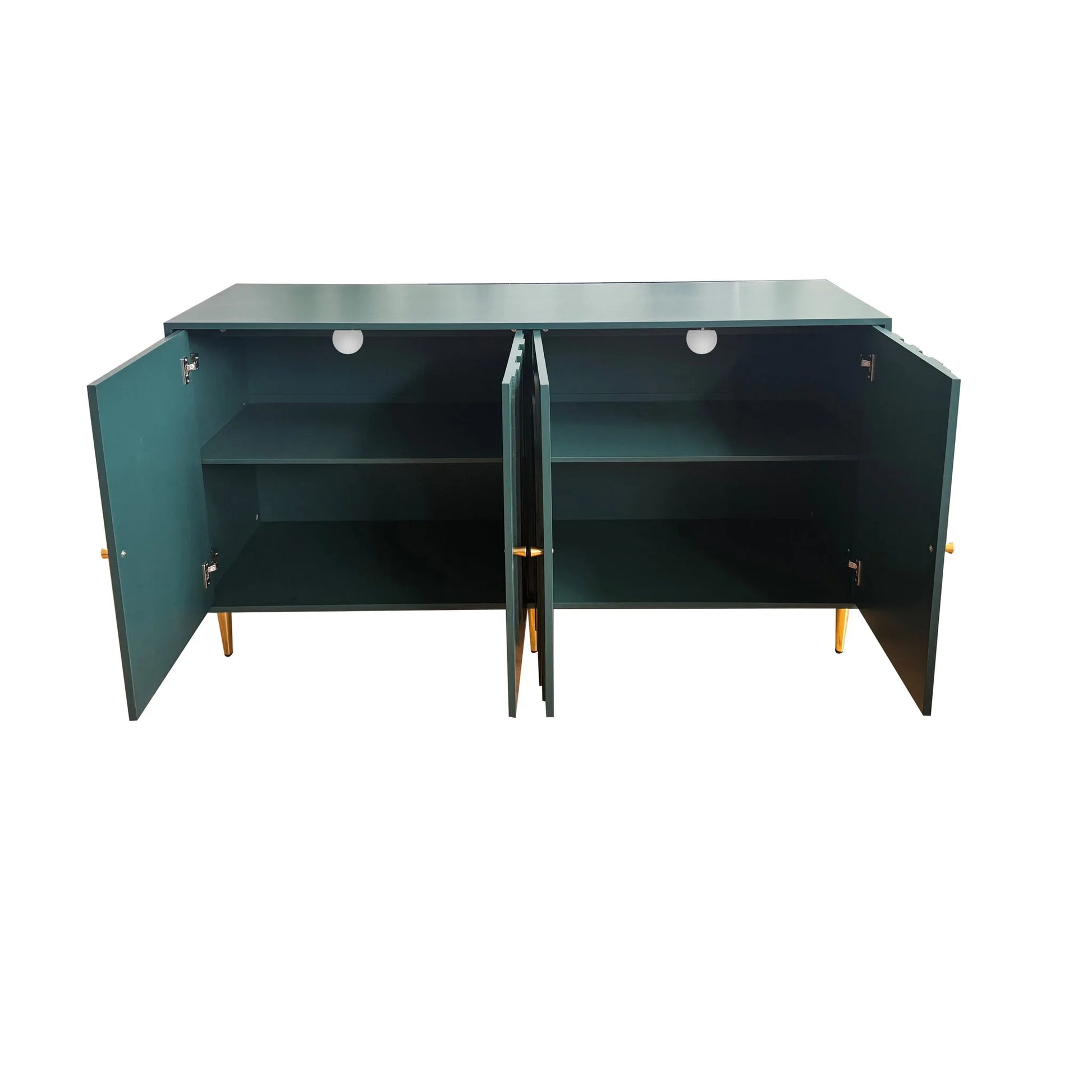 Modern Green Lacquered 4 Door Wooden Cabinet Sideboard Buffet Server Cabinet Storage Cabinet, for Living Room, Entryway, Hallway, Office, Kitchen and Dining Room detail view 10