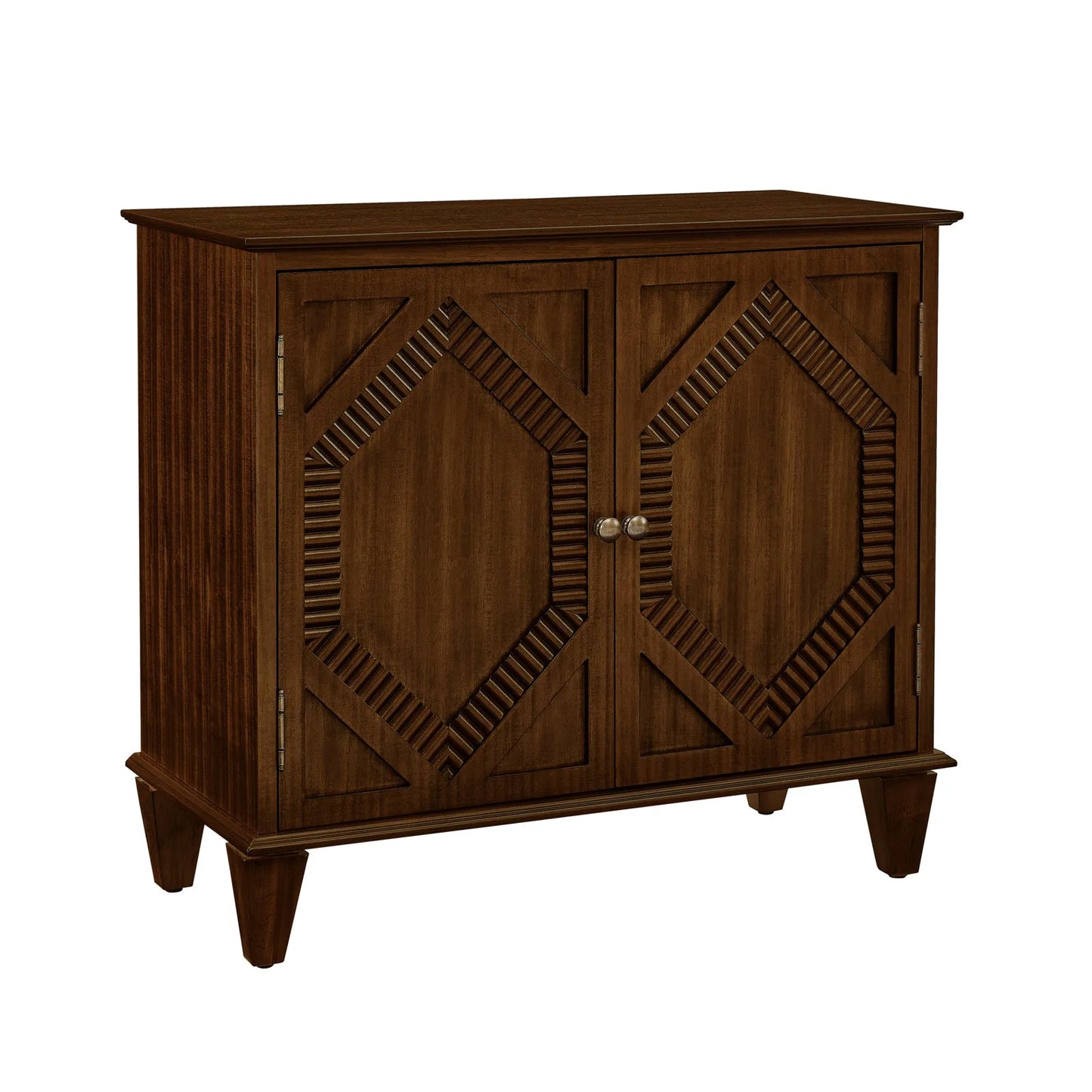 33.6' Retro Wooden Sideboard Buffet Cabinet with Storage, Symmetrical Geometric Accent Display Cabinets, Media Console Credenza for Living Room/Entryway/Dining Room/Kitchen, Walnut detail view 10