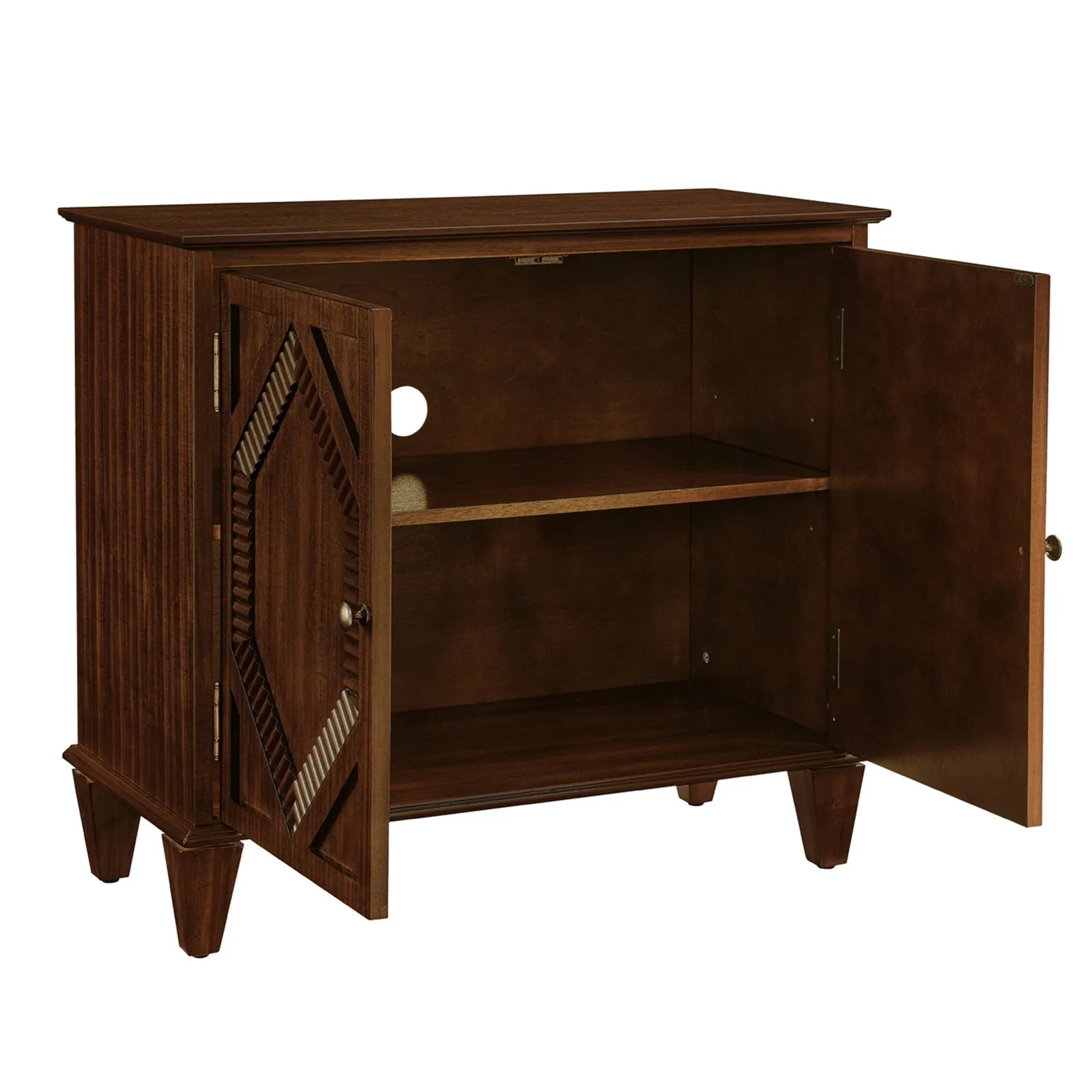 33.6' Retro Wooden Sideboard Buffet Cabinet with Storage, Symmetrical Geometric Accent Display Cabinets, Media Console Credenza for Living Room/Entryway/Dining Room/Kitchen, Walnut detail view 12