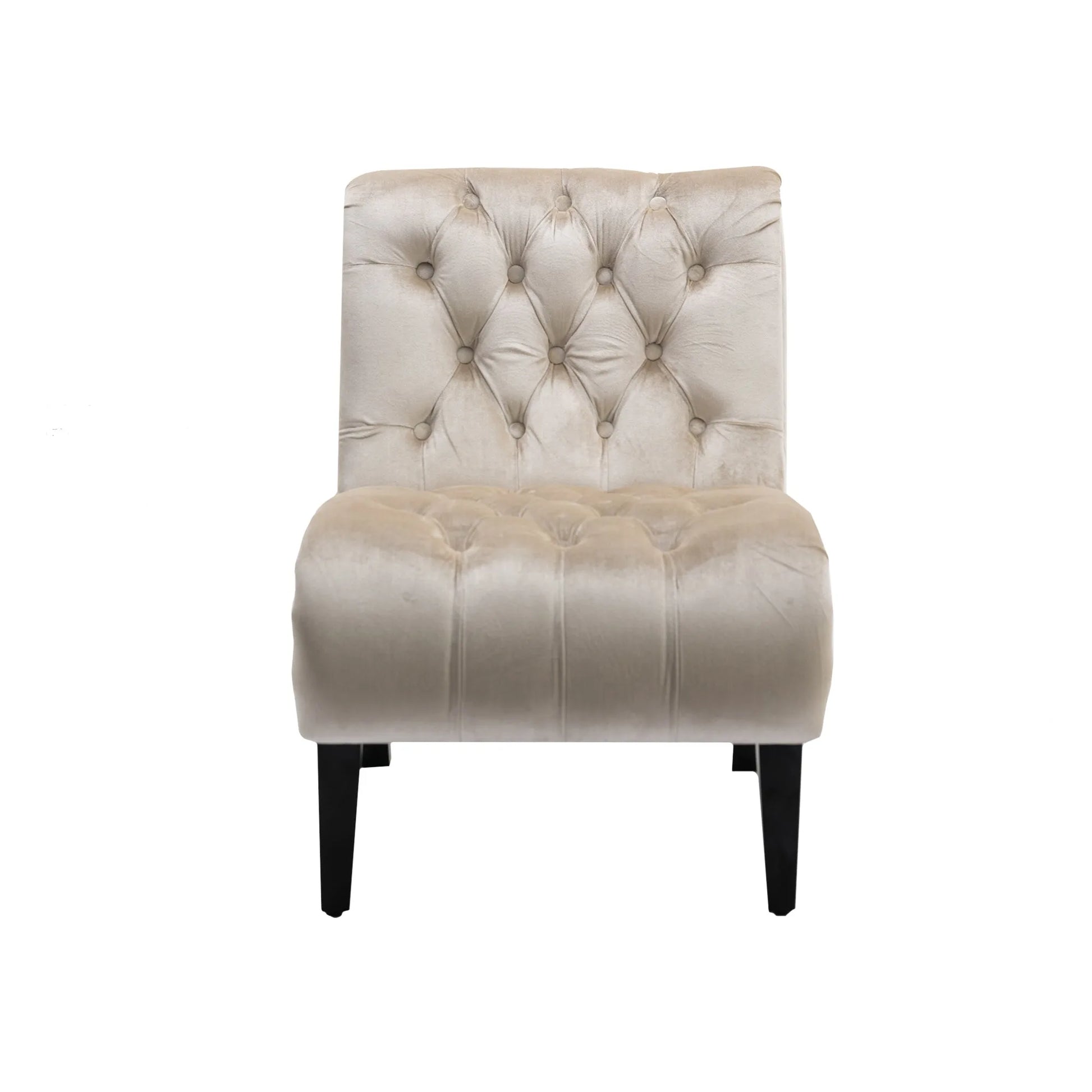 COOLMORE Modern Velvet Armless Accent Living Room Chair / Leisure Chair, Upholstered Fabric Button Comfortable Chair with Wooden Legs for Bedroom, Living Room, Office (Beige Velvet) detail view 9