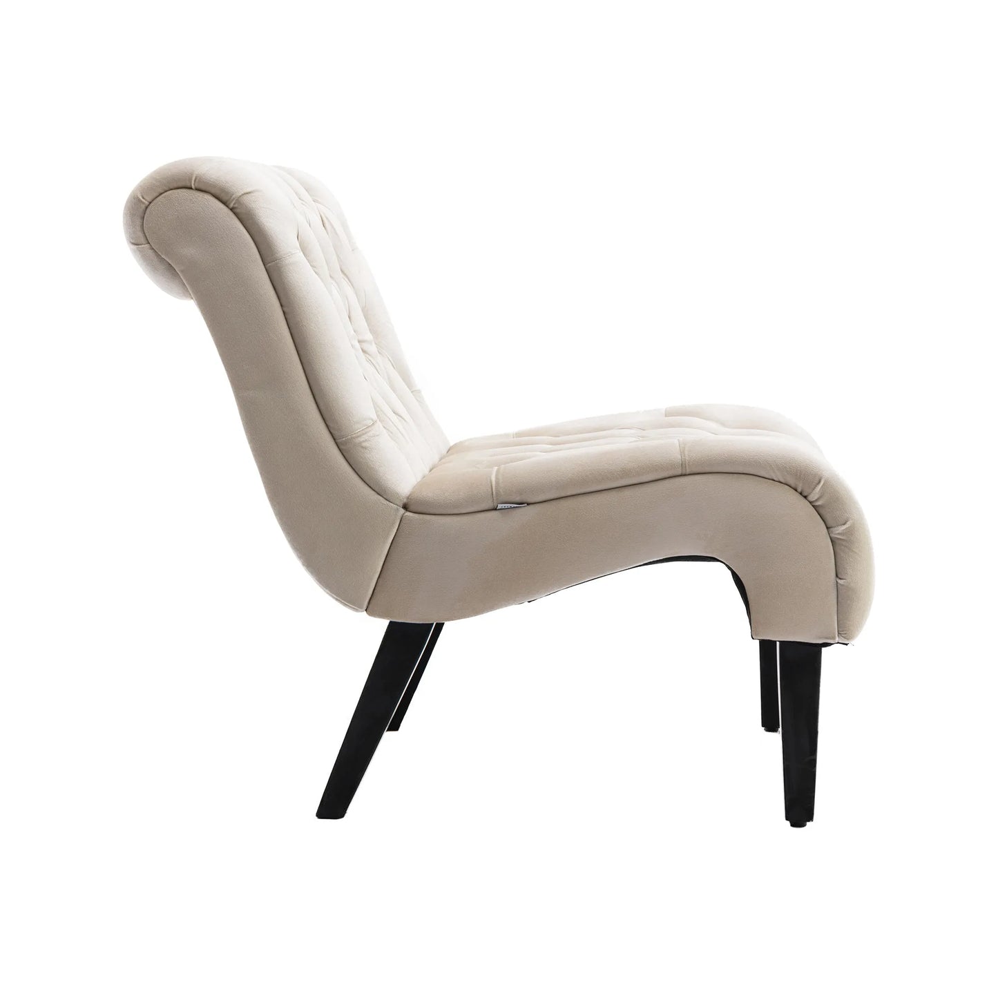 COOLMORE Modern Velvet Armless Accent Living Room Chair / Leisure Chair, Upholstered Fabric Button Comfortable Chair with Wooden Legs for Bedroom, Living Room, Office (Beige Velvet) detail view 10
