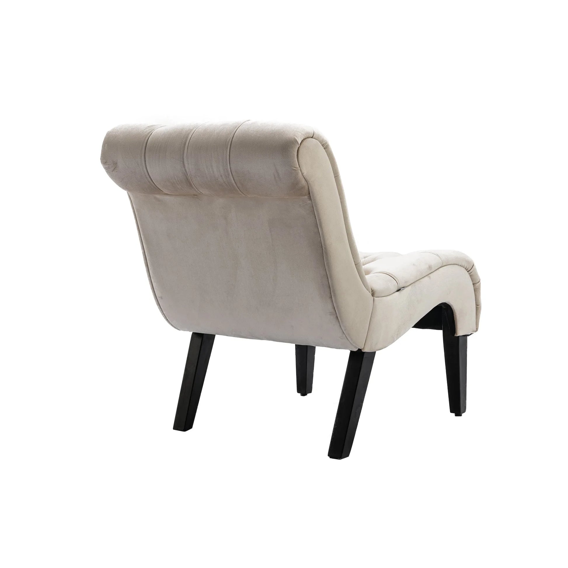 COOLMORE Modern Velvet Armless Accent Living Room Chair / Leisure Chair, Upholstered Fabric Button Comfortable Chair with Wooden Legs for Bedroom, Living Room, Office (Beige Velvet) detail view 12