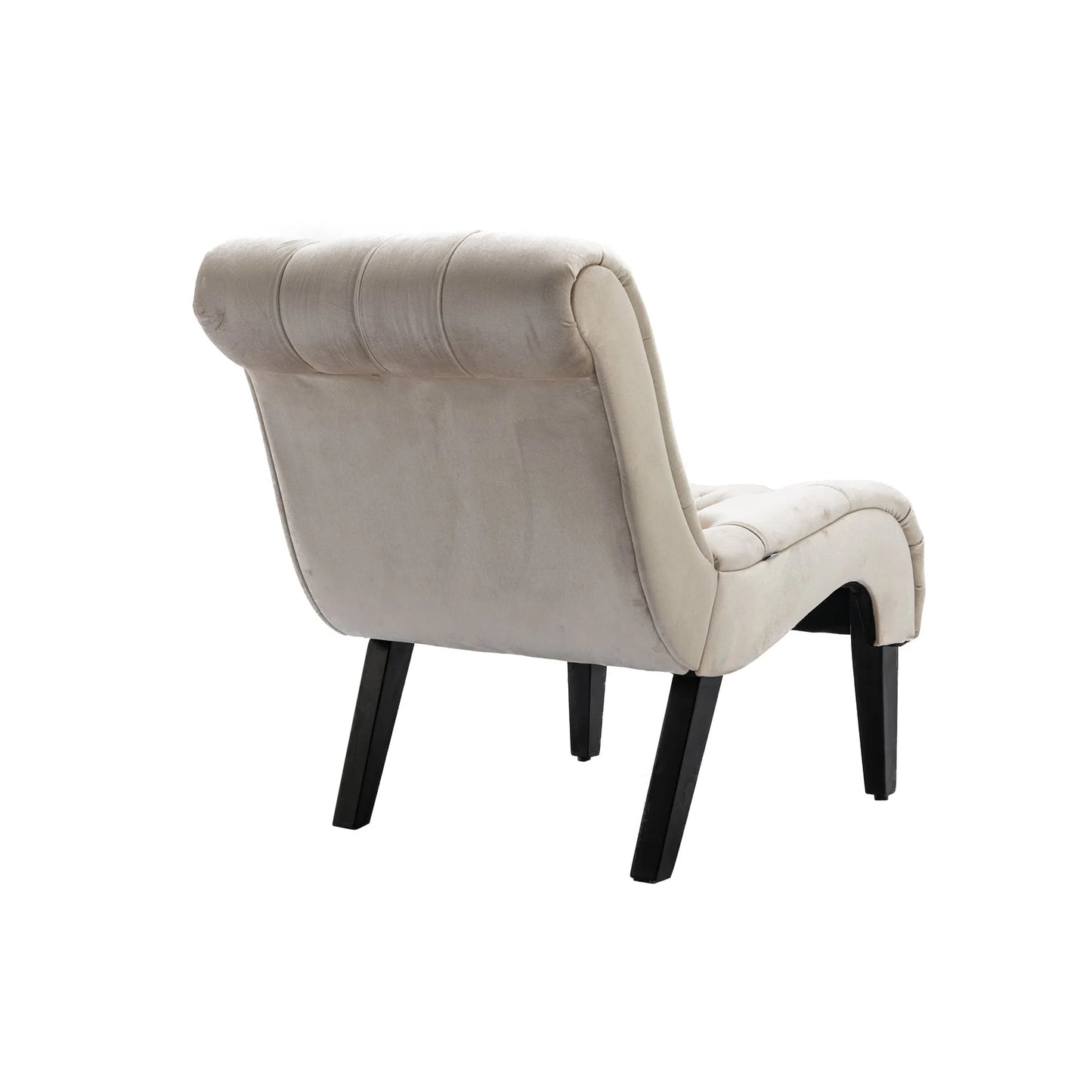 COOLMORE Modern Velvet Armless Accent Living Room Chair / Leisure Chair, Upholstered Fabric Button Comfortable Chair with Wooden Legs for Bedroom, Living Room, Office (Beige Velvet) detail view 13