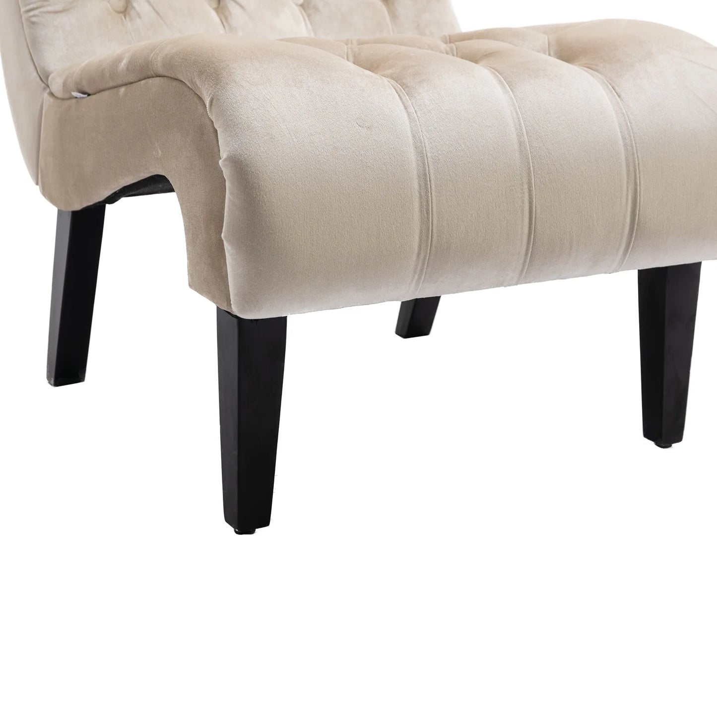 COOLMORE Modern Velvet Armless Accent Living Room Chair / Leisure Chair, Upholstered Fabric Button Comfortable Chair with Wooden Legs for Bedroom, Living Room, Office (Beige Velvet) detail view 17